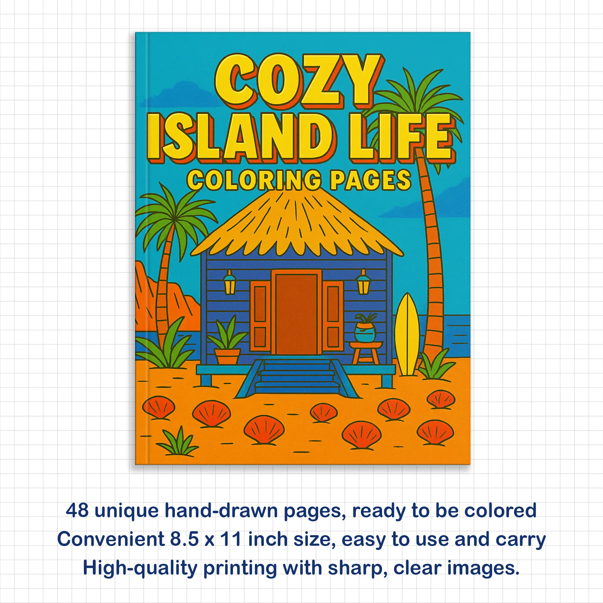 Cozy Island Life Coloring Pages – 48 Pages – Chill, Peaceful, Tropical Moments – For Adults - image 4