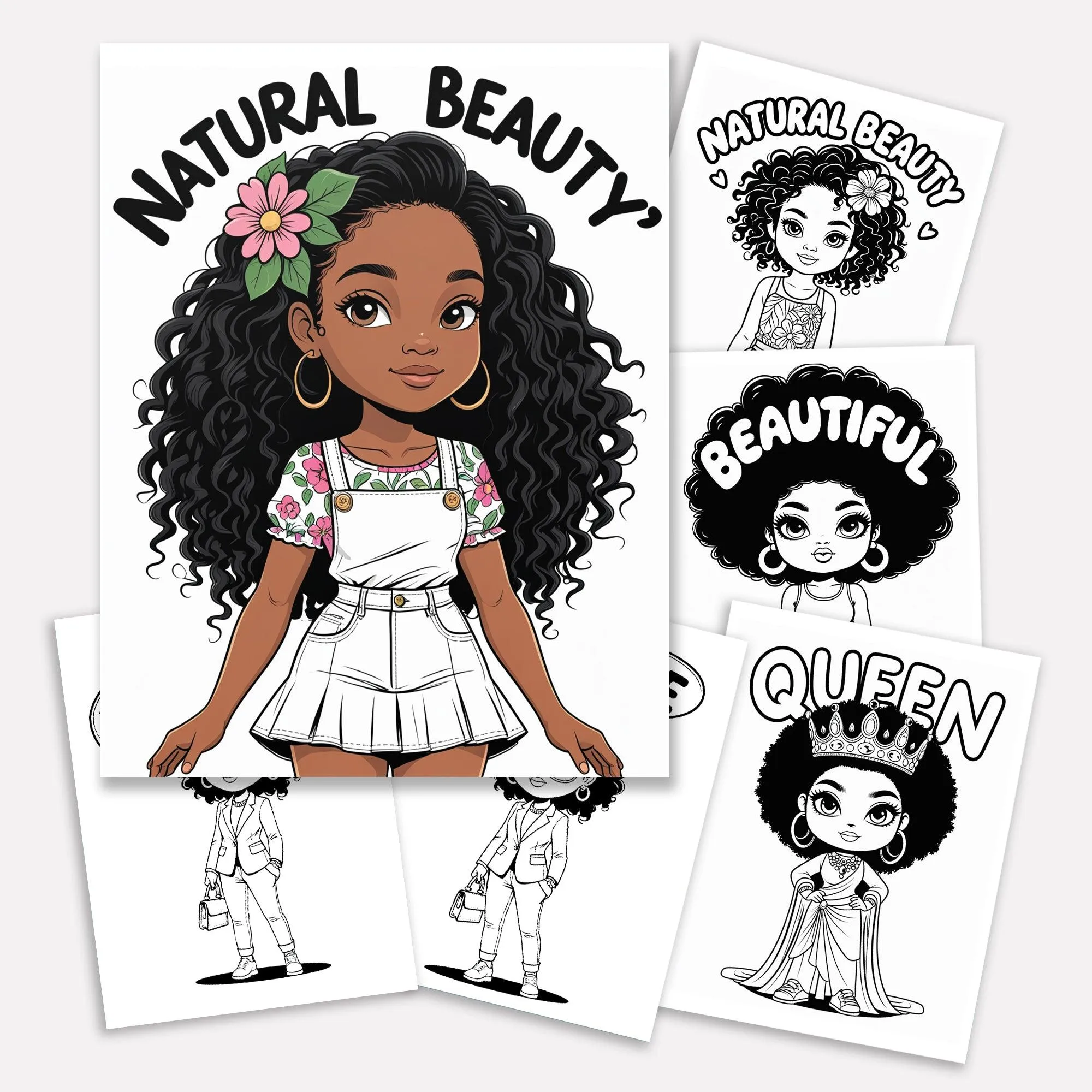 Afro Cuties Coloring Pages – 48 Pages – Cute, Chibi, Black Girl Magic – For Kids - image 2