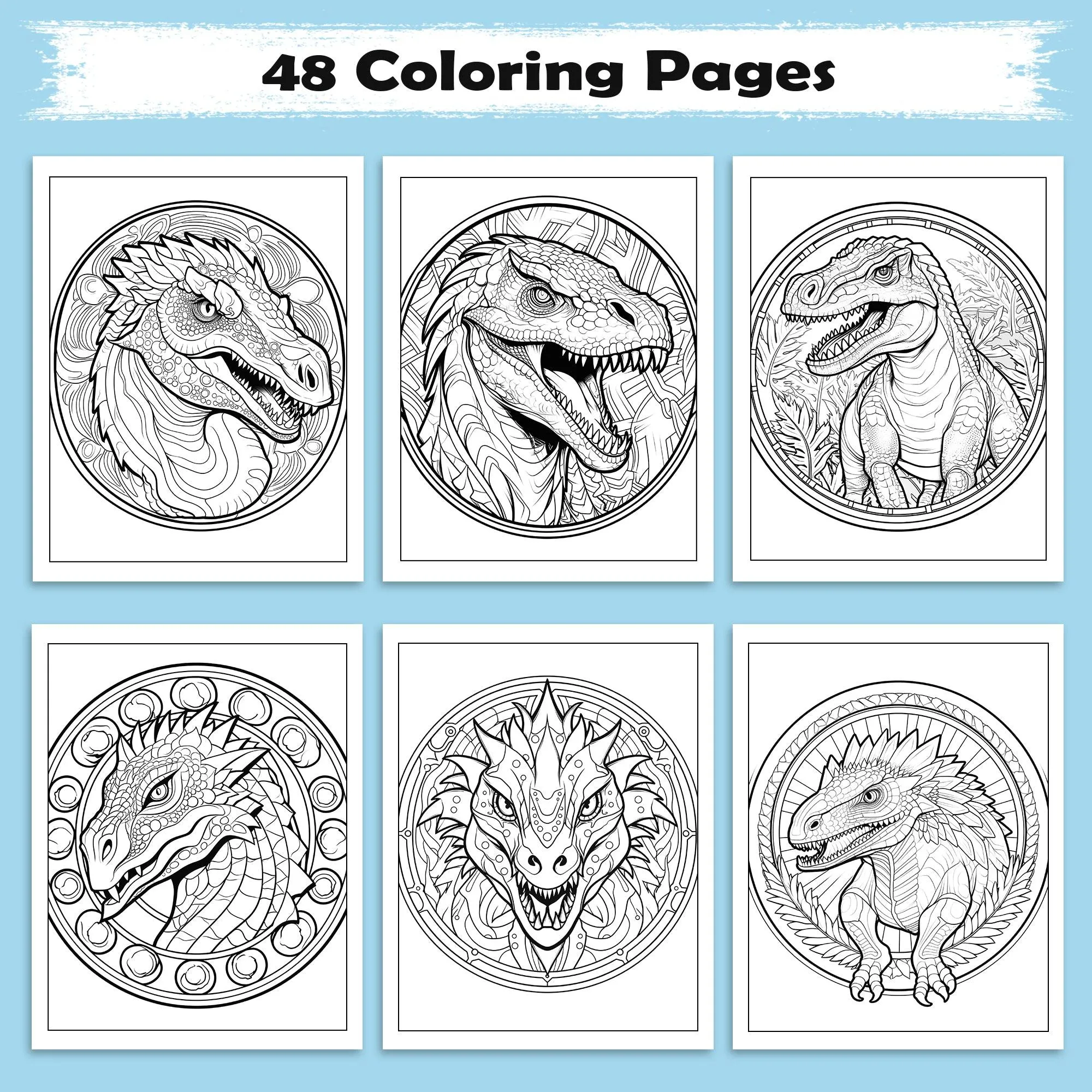 Prehistoric Mandalas Coloring Pages – 48 Intricate Dinosaur Designs for Adults - image 2