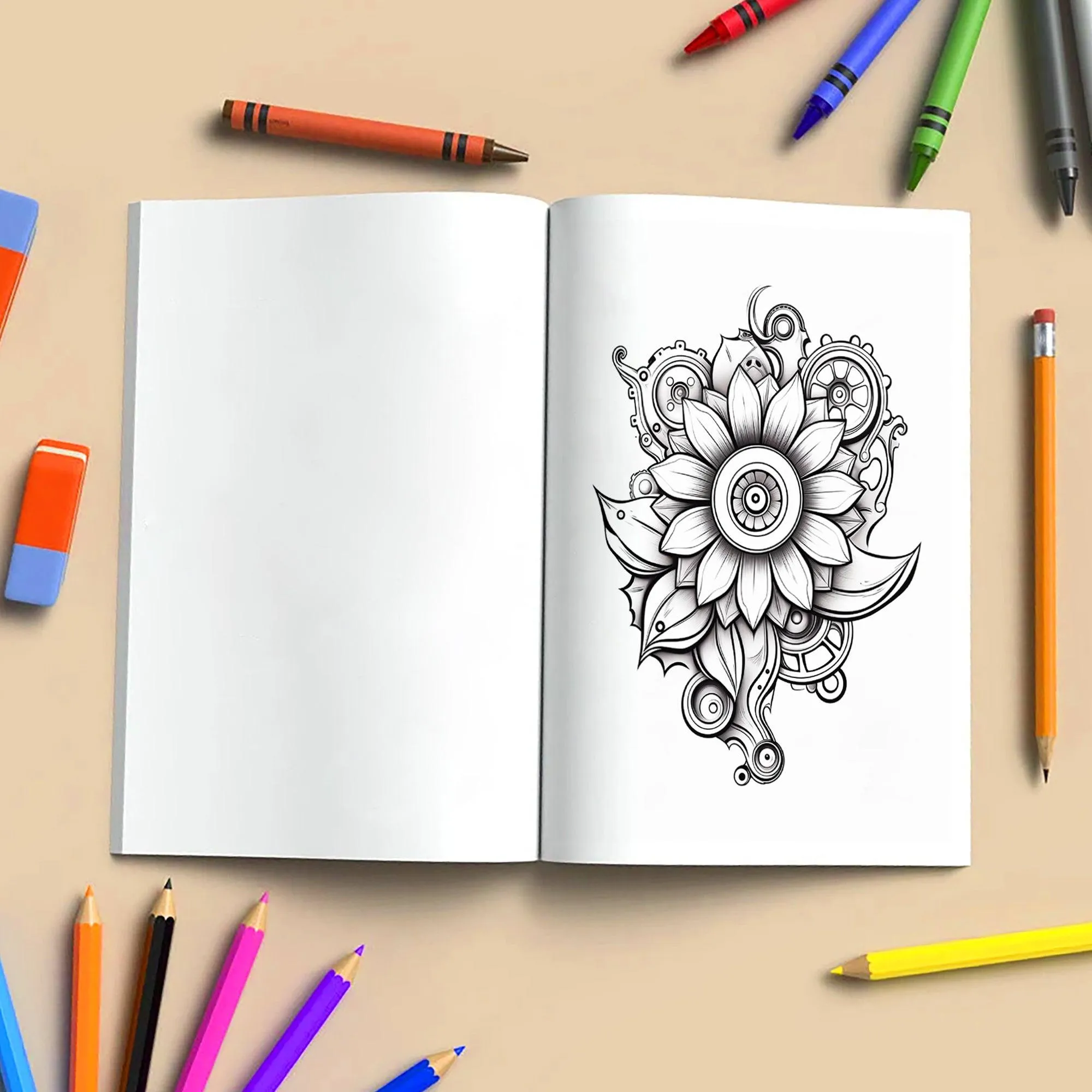 Mechanical Petals Mandala Coloring Pages – 48 Intricate Steampunk Flower Illustrations for Adults - image 4