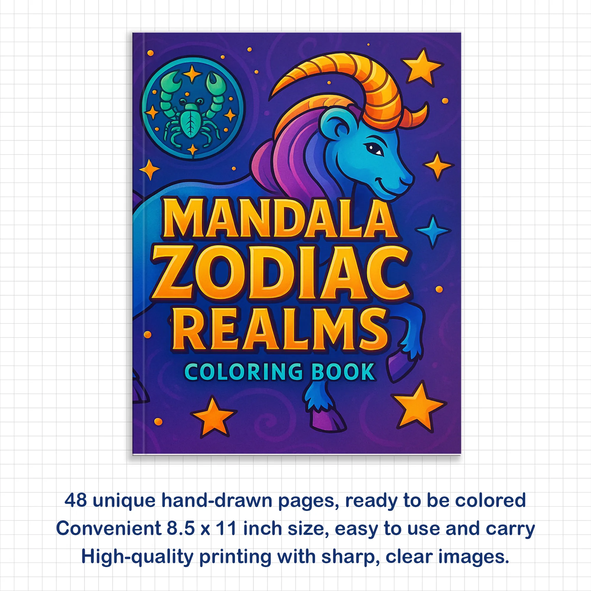 Mandala Zodiac Realms – Astrology Coloring Pages – 48 Pages – Sacred Circles, Horoscope Symbols – For Adults - image 2