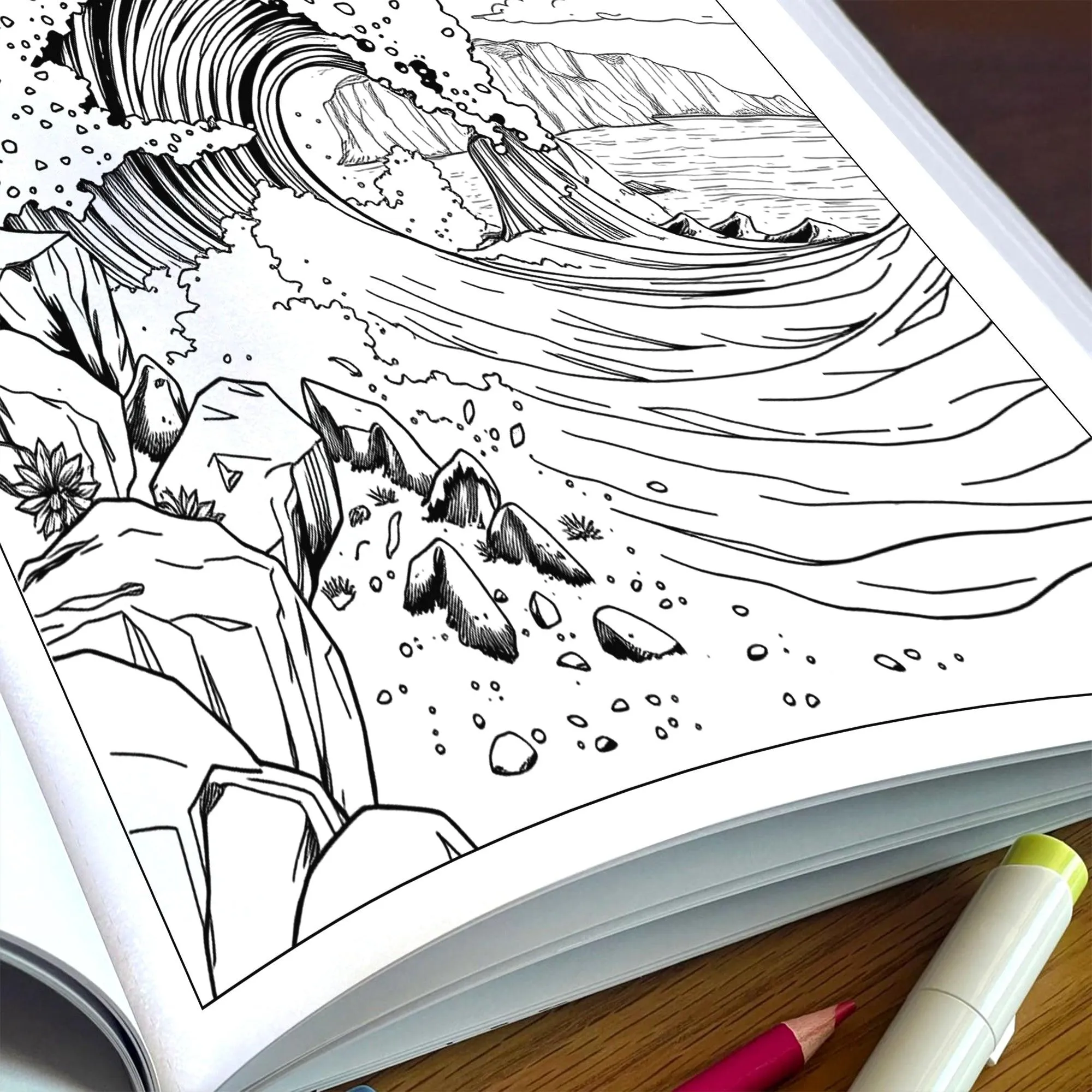 Waves & Villages of Hawaii Coloring Pages – 48 Peaceful Island Scenes with Canoes & Ocean Views - For Adults - image 6