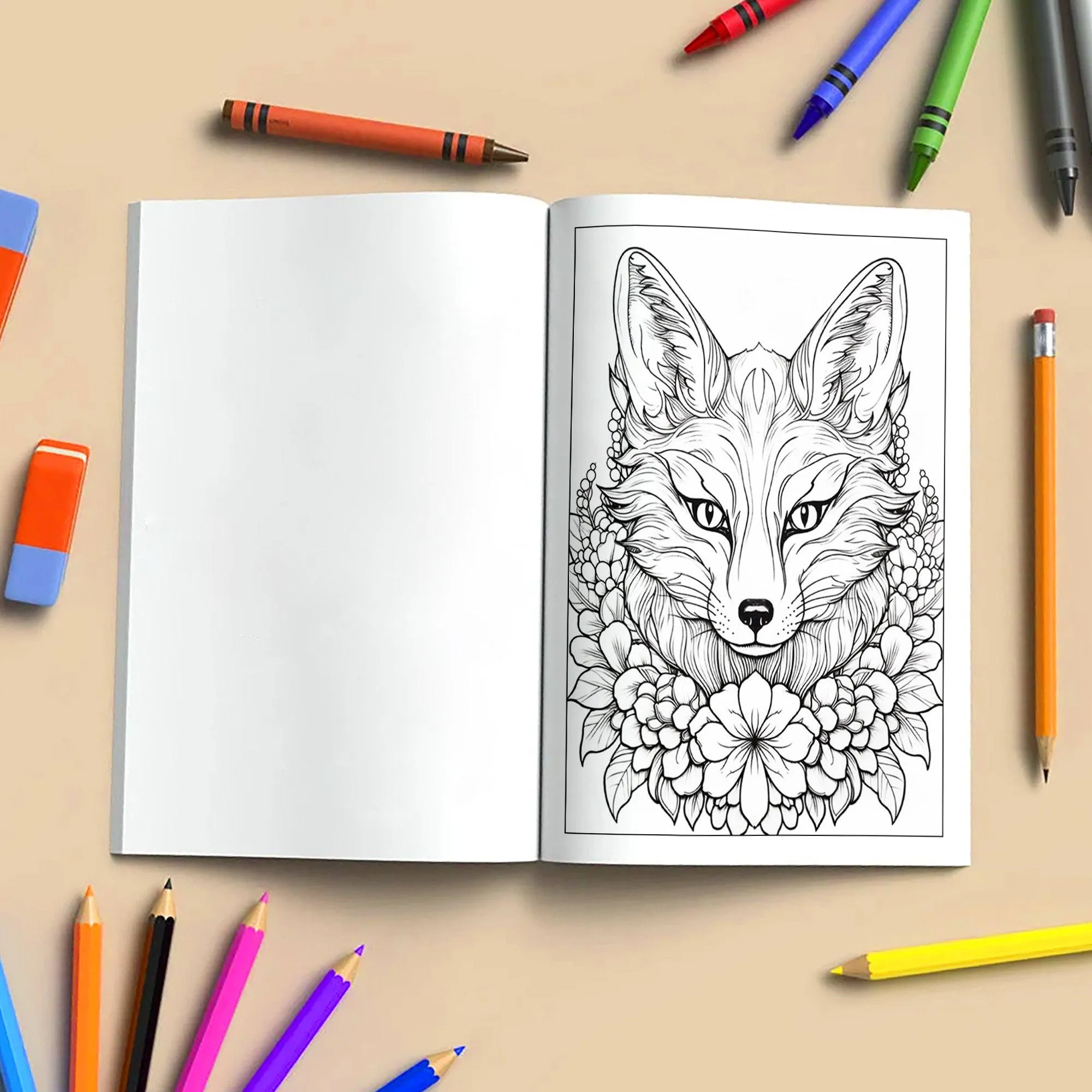 Blooming Fox Coloring Pages – 48 Pages – Charming Foxes, Floral Harmony, Forest Designs – For Adults - image 4