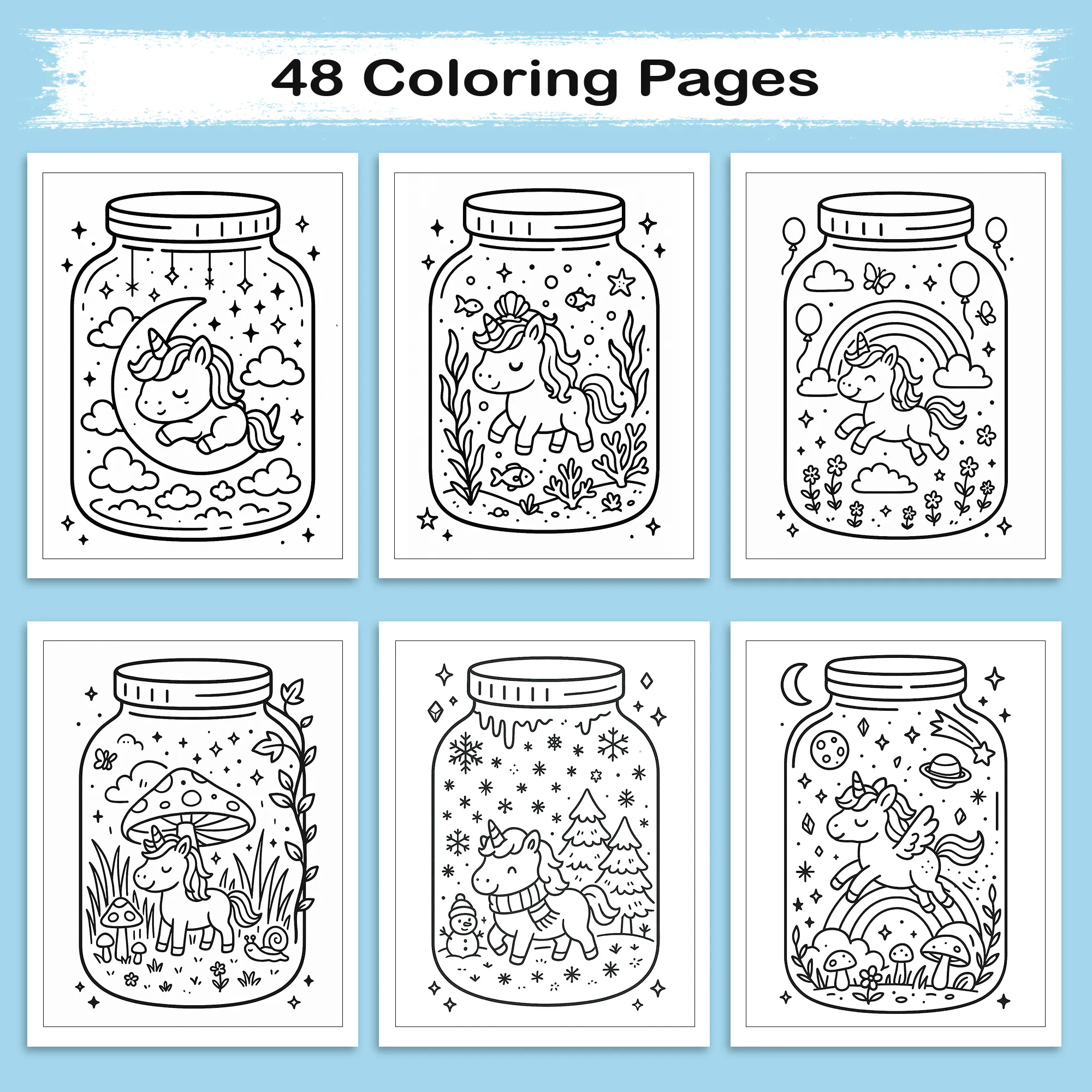 Kawaii Unicorn Coloring Book – Cute Magical Creatures in Glass Jars - image 4