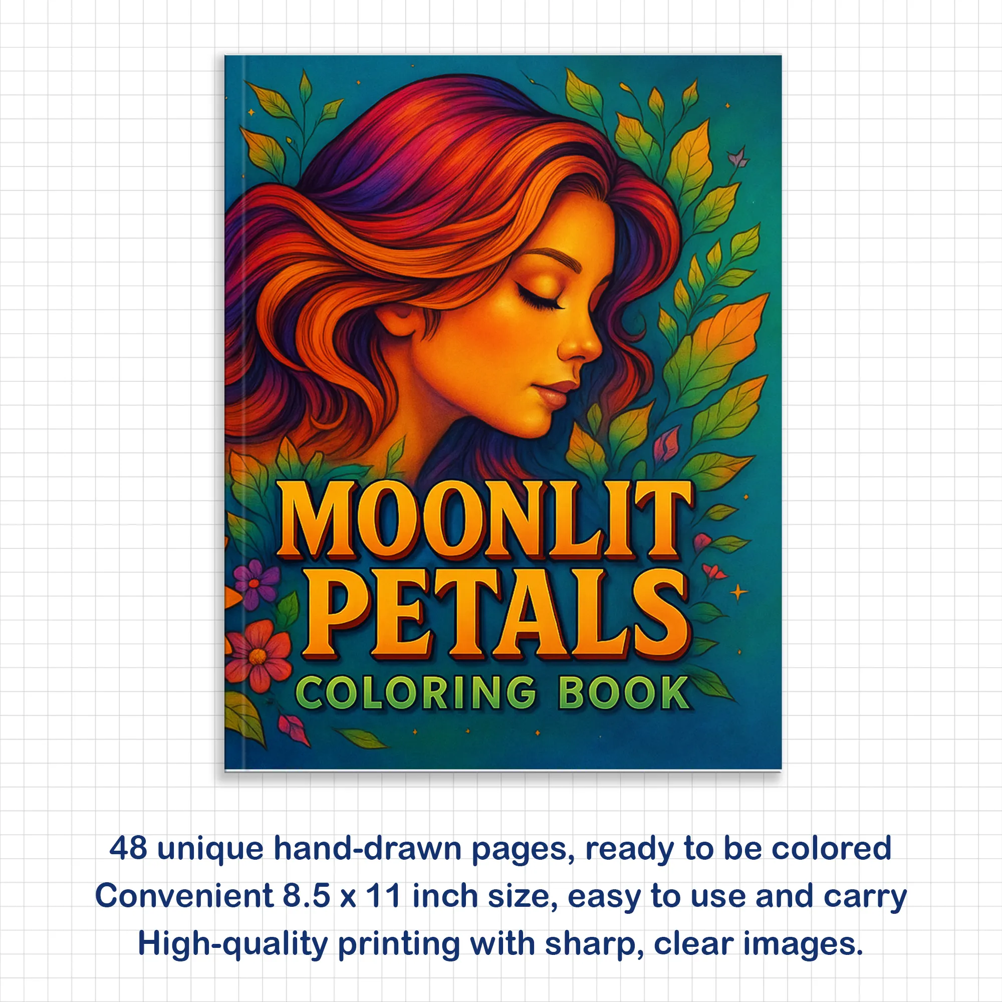 Moonlit Petals – Flower and Moon Coloring Pages – 48 Pages – Feminine, Magical, Nature-Inspired Beauty – For Adults - image 2