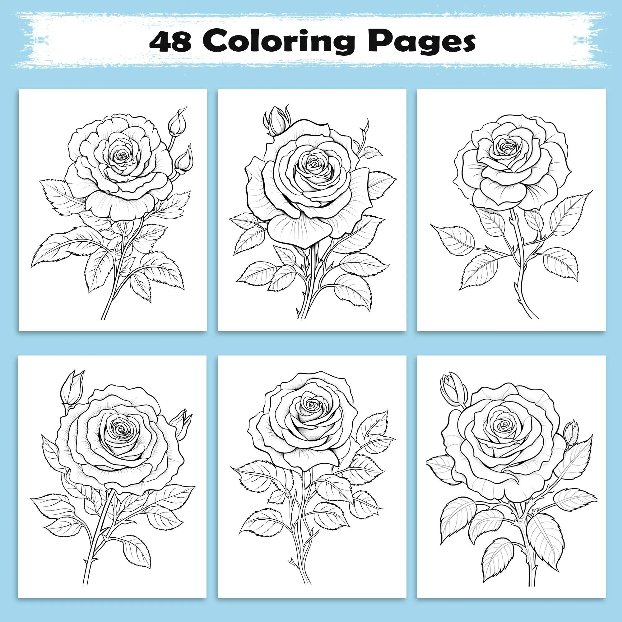 Floral Bliss Coloring Pages – 48 Elegant Botanical Designs for Adults - image 2