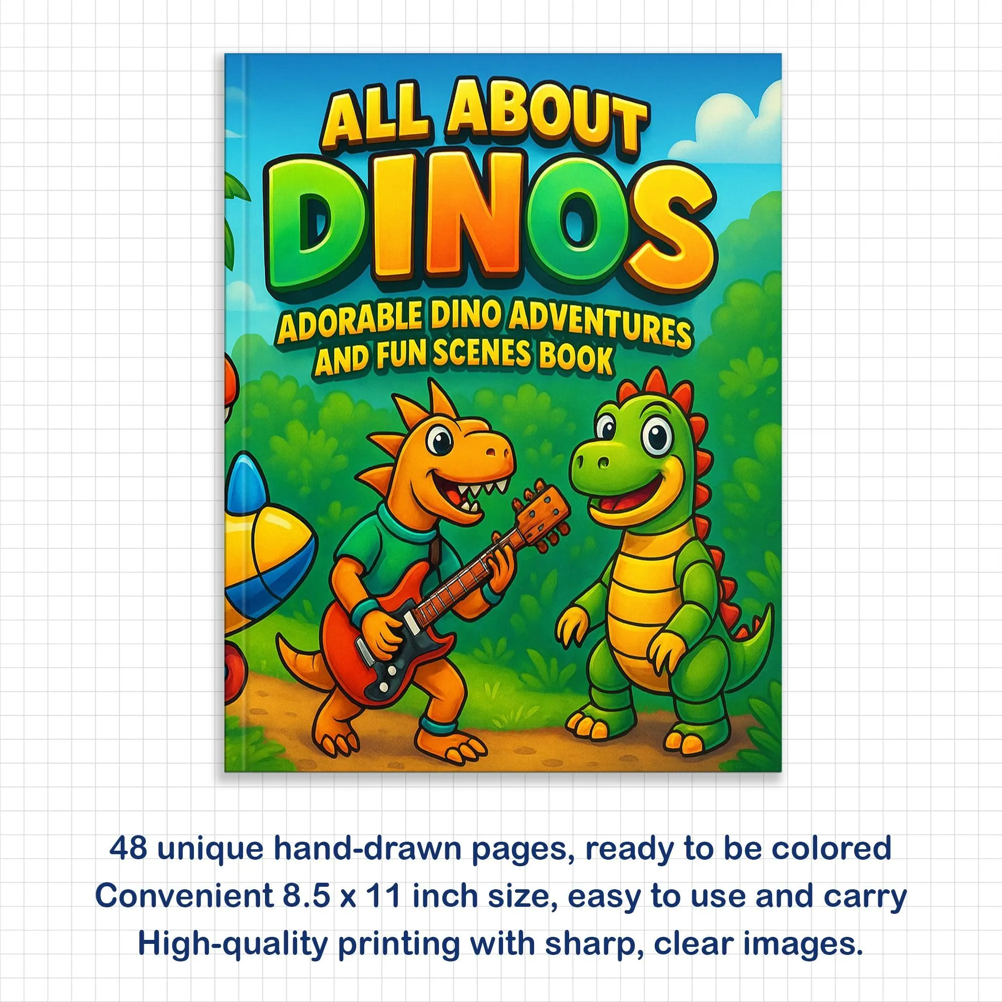 All About Dinos Coloring Pages – 48 Pages – Adorable Dino Adventures and Fun Scenes – For Kids - image 2