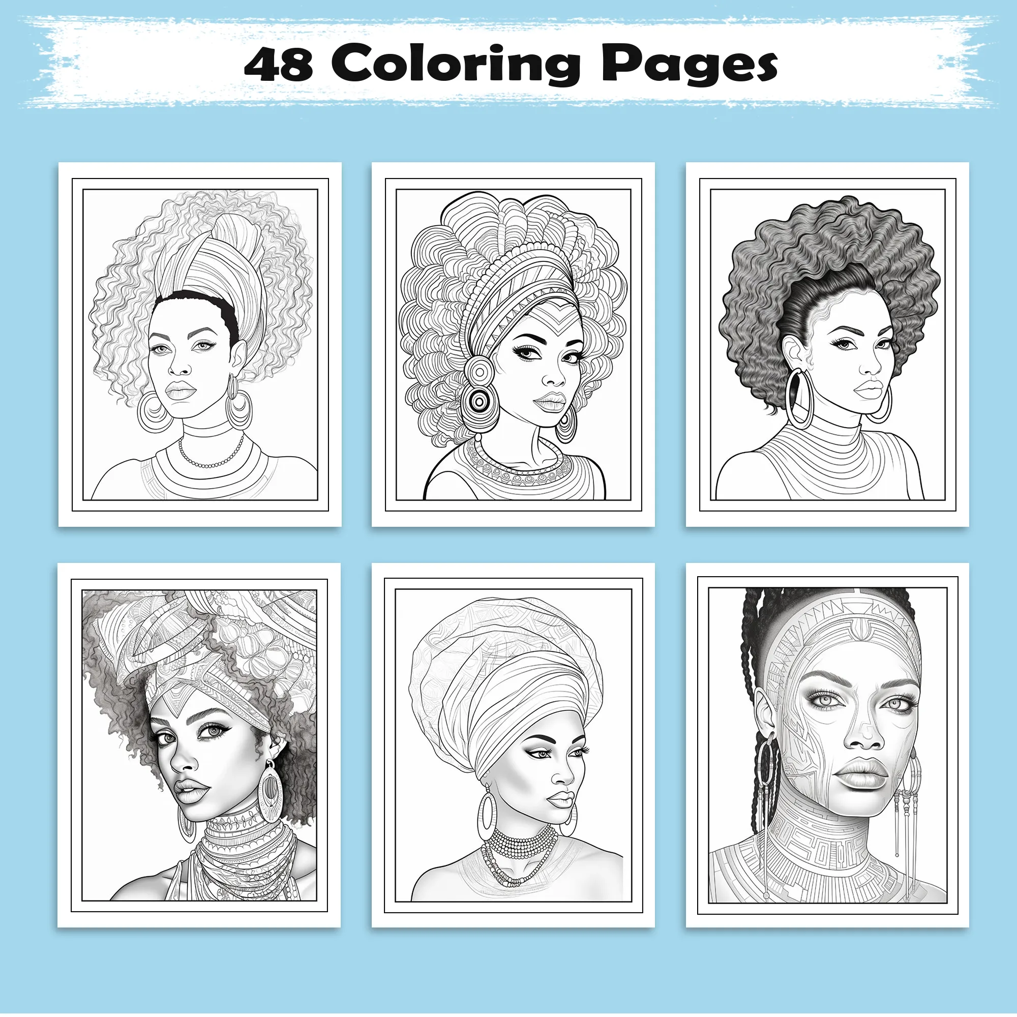 Braided Grace – Black Girls Coloring Pages – 48 Pages – Afrocentric Fashion & Hairstyles for Adults - image 3