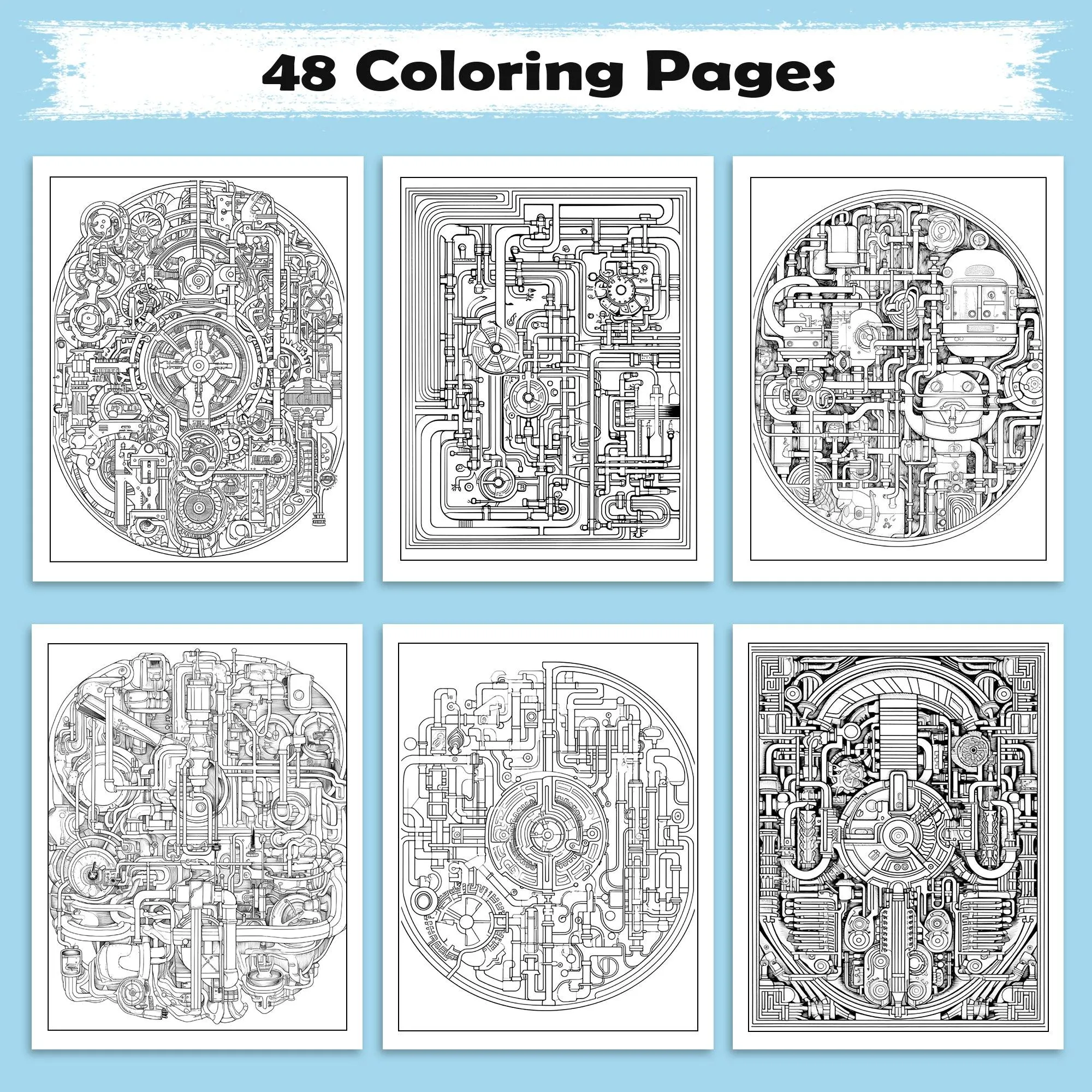Plumbing Patterns – Plumbing Mandala Coloring Pages – 48 Pages – Complex Pipework and Engineering Designs – For Adults - image 2