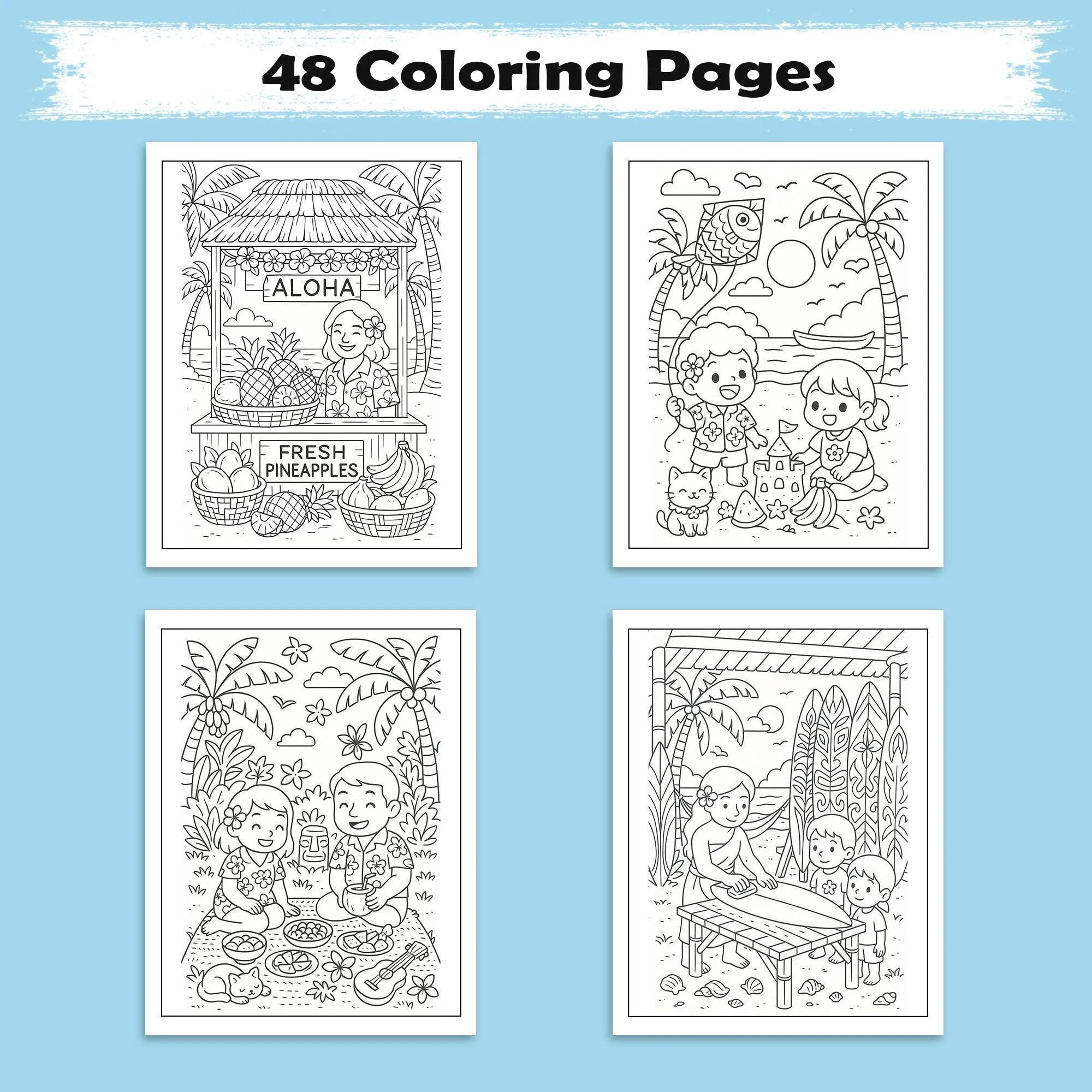 Everyday Hawaii – Hawaii Coloring Pages – 48 Pages – Island Life, Daily Moments, Local Fun – For Kids - image 2