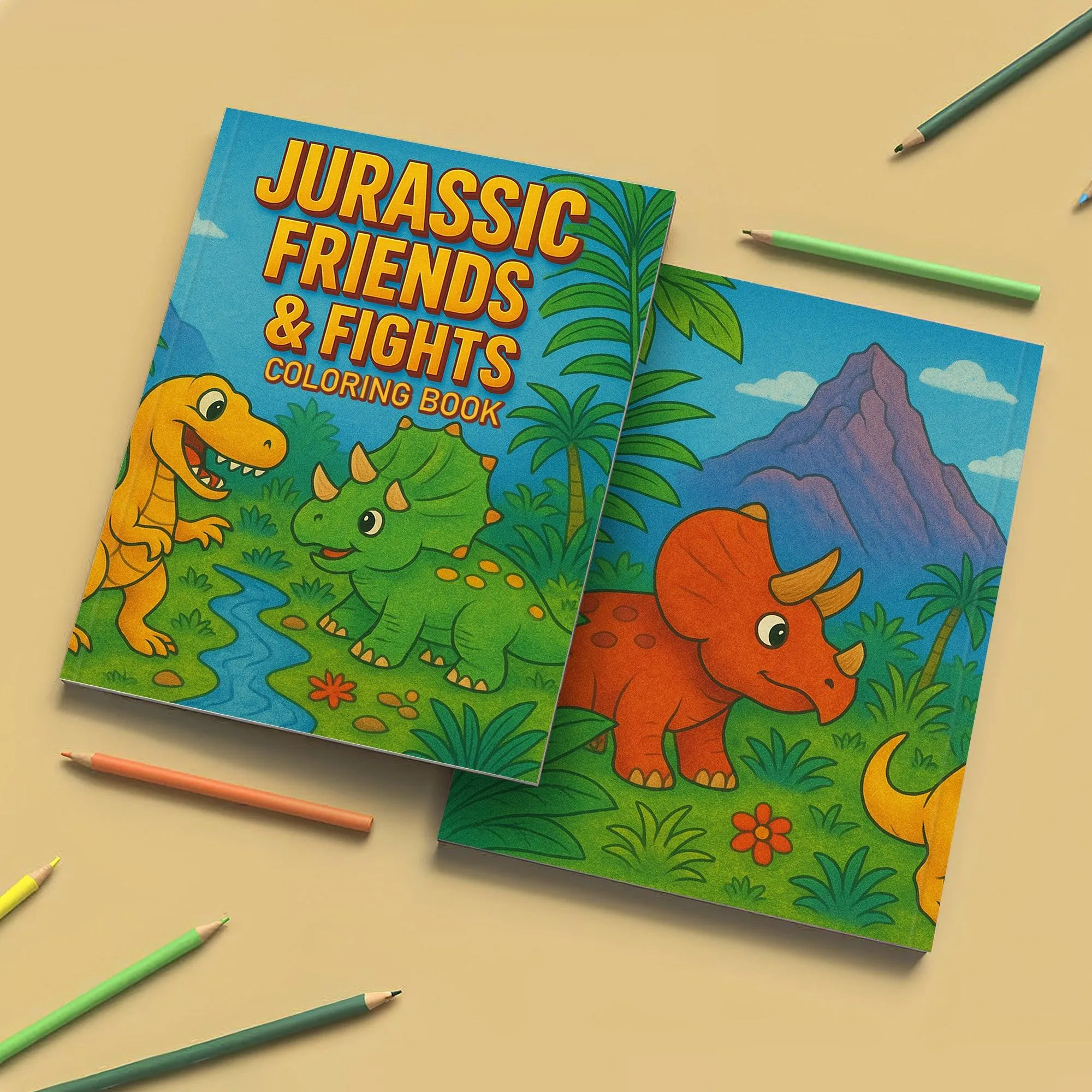 Jurassic Friends & Fights Coloring Pages for Kids – 48 Dino Adventures - image 4