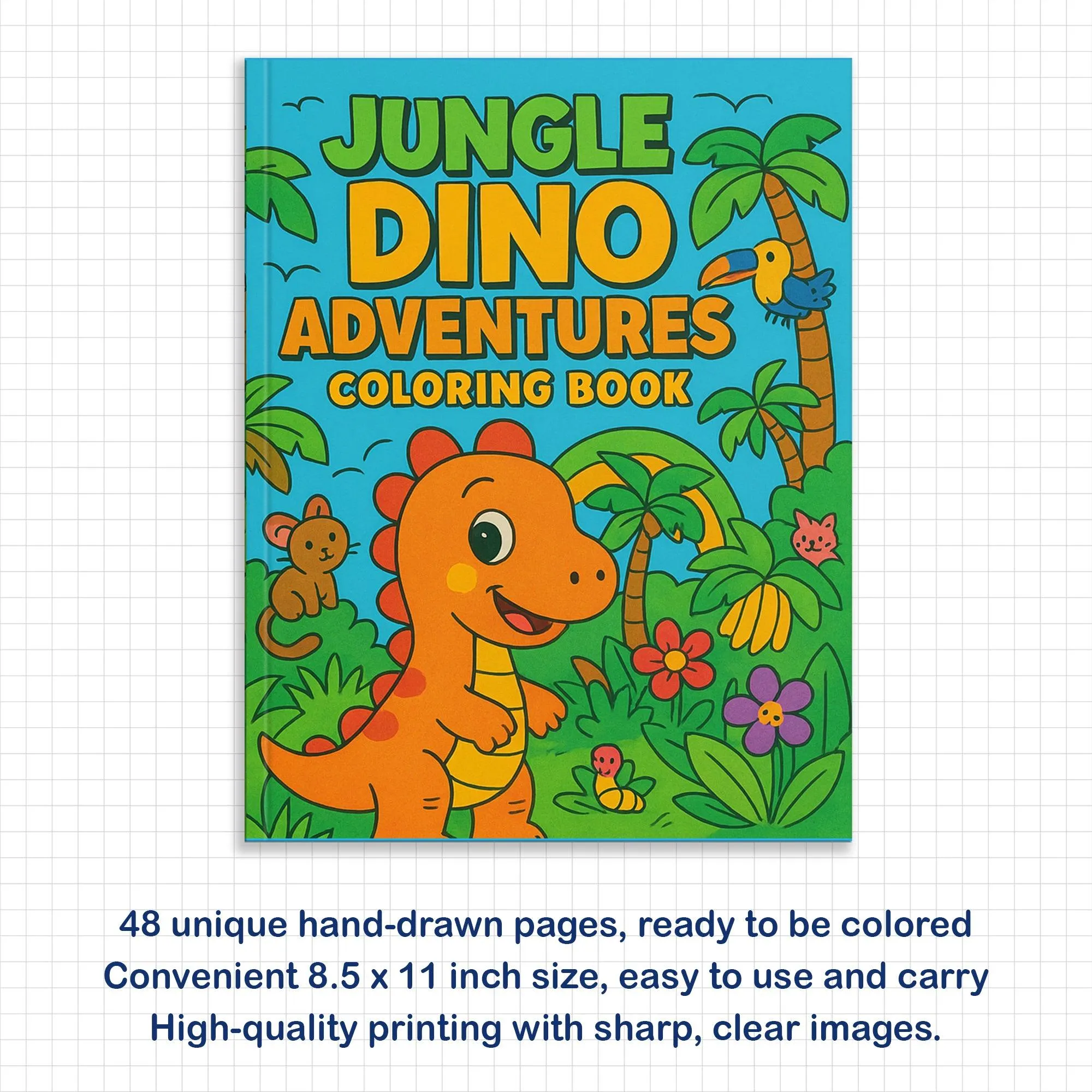 Jungle Dino Adventures Coloring Pages – 48 Pages – Fun, Wild, Prehistoric Jungle Scenes – For Kids - image 5