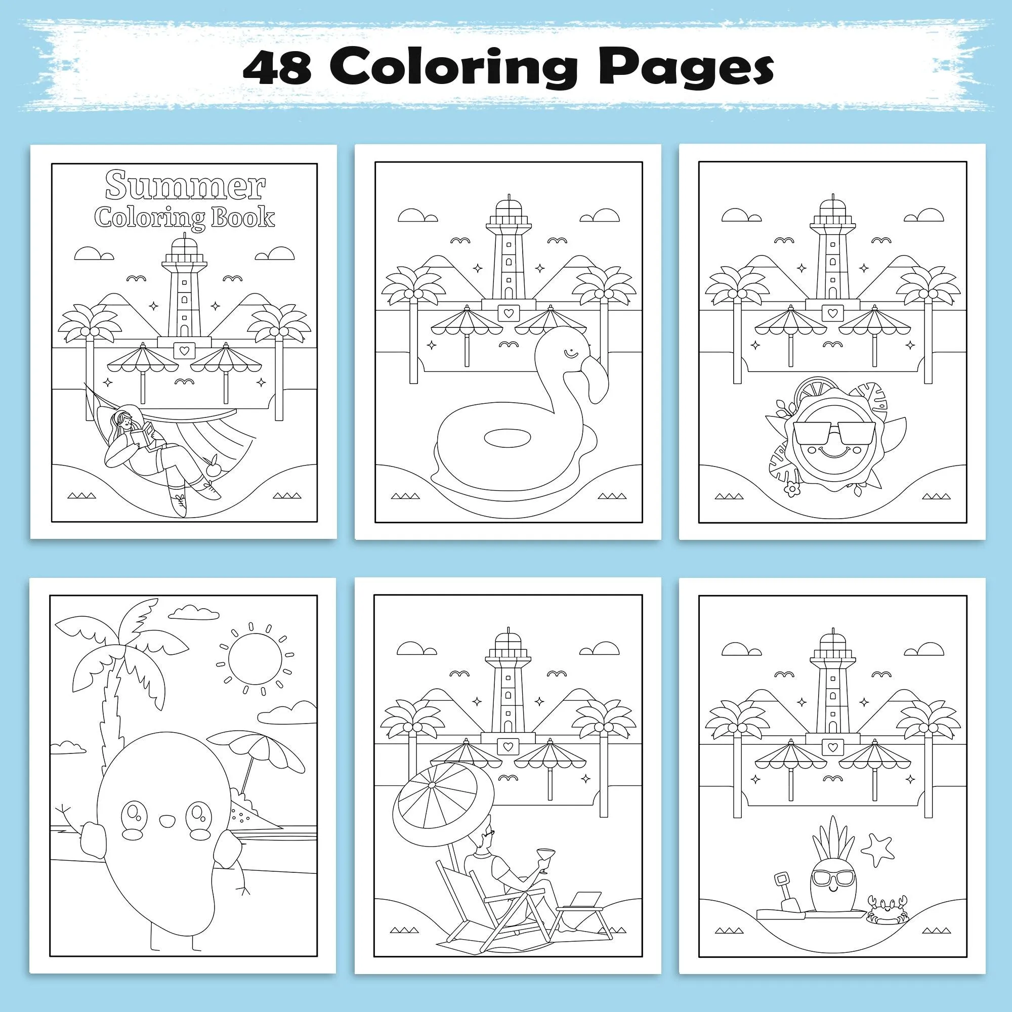 Hawaii Chill Time Coloring Pages – 48 Summer Beach Scenes for Kids - image 2