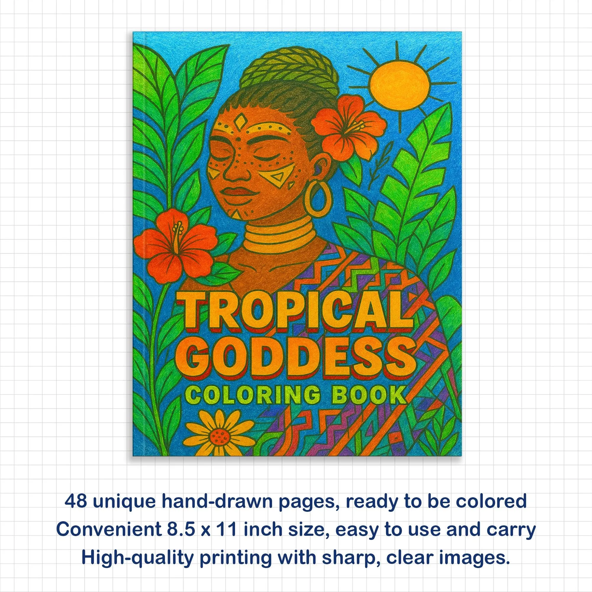 Tropical Goddess Coloring Pages – 48 Pages – Radiant, Relaxing, Feminine Energy – For Adults - image 3