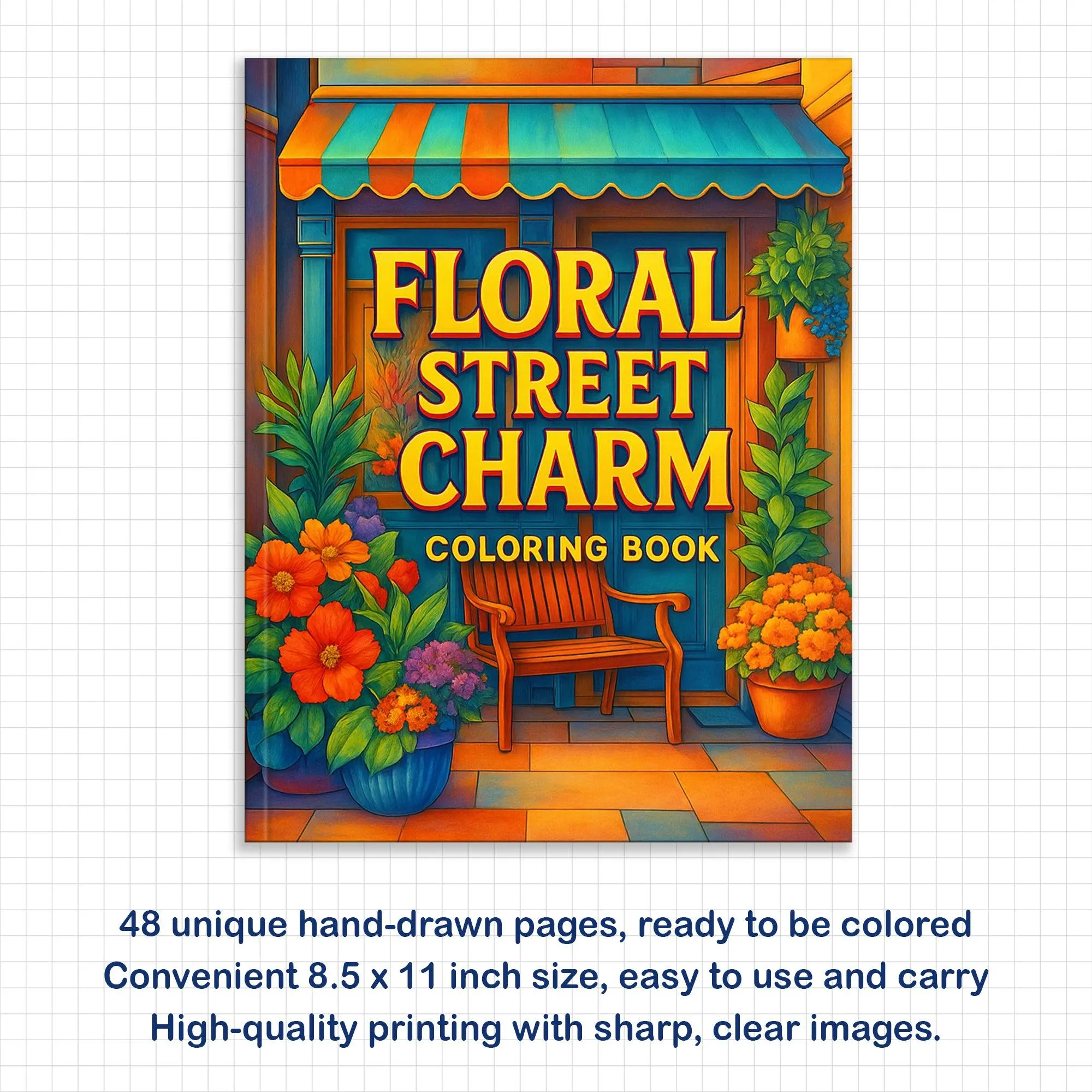 Floral Street Charm Coloring Pages – 48 Relaxing Flower Scenes for Adults - image 3