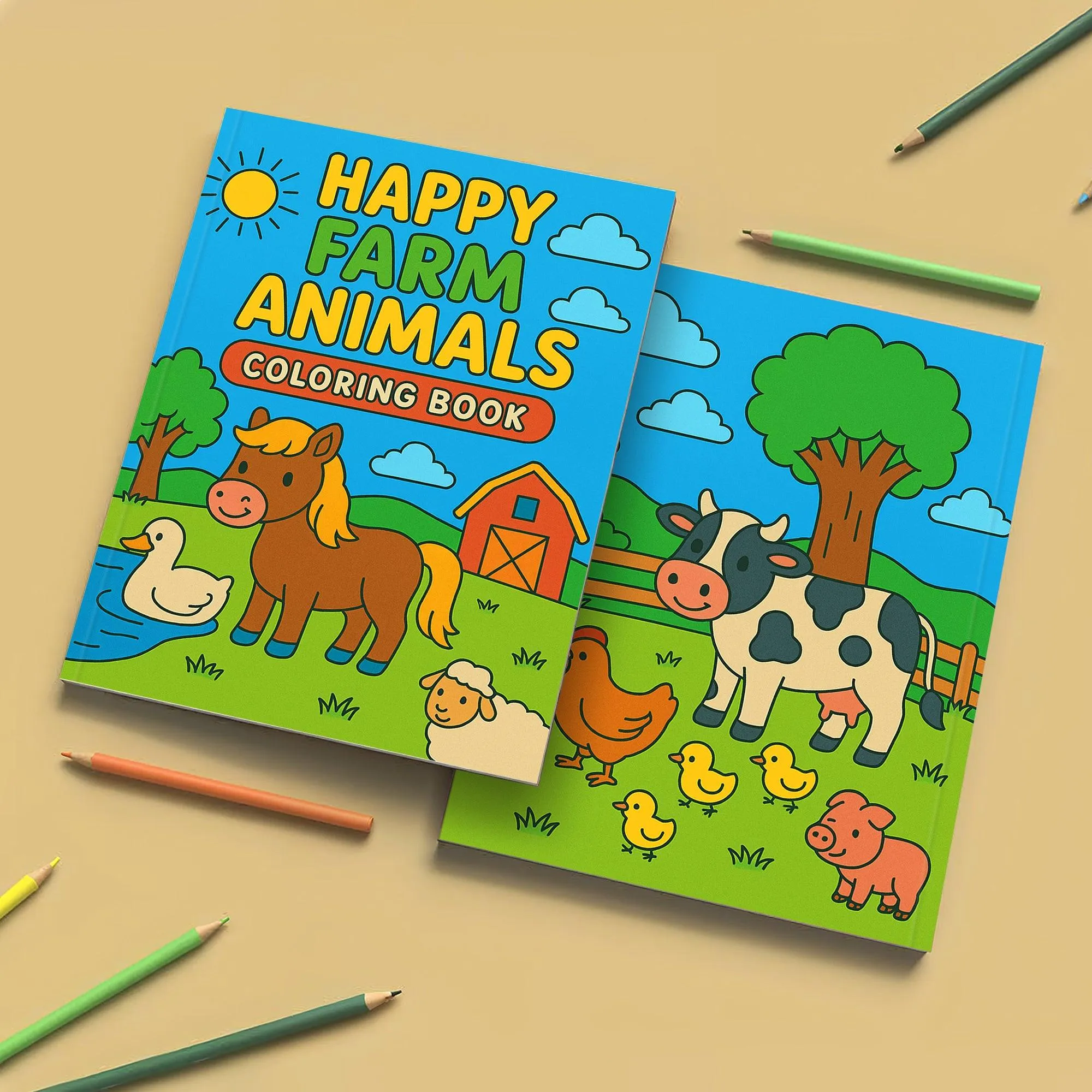 Happy Farm Animals Coloring Book – 48 Fun Coloring Pages for Kids - image 4