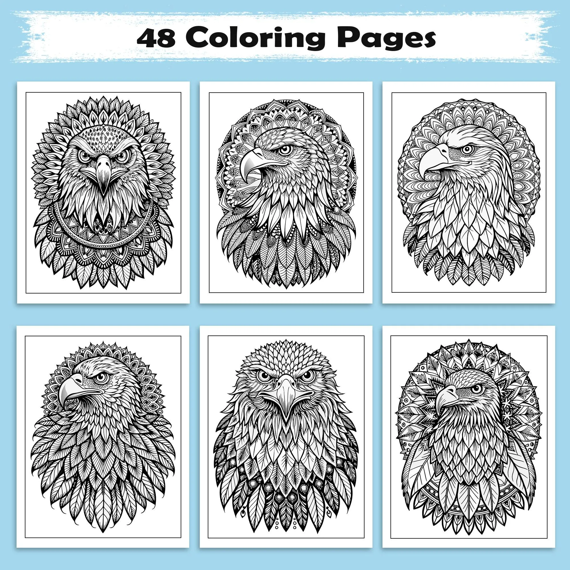 Wings of Power Coloring Pages – 48 Intricate Mandala Eagle Designs for Adults - image 2