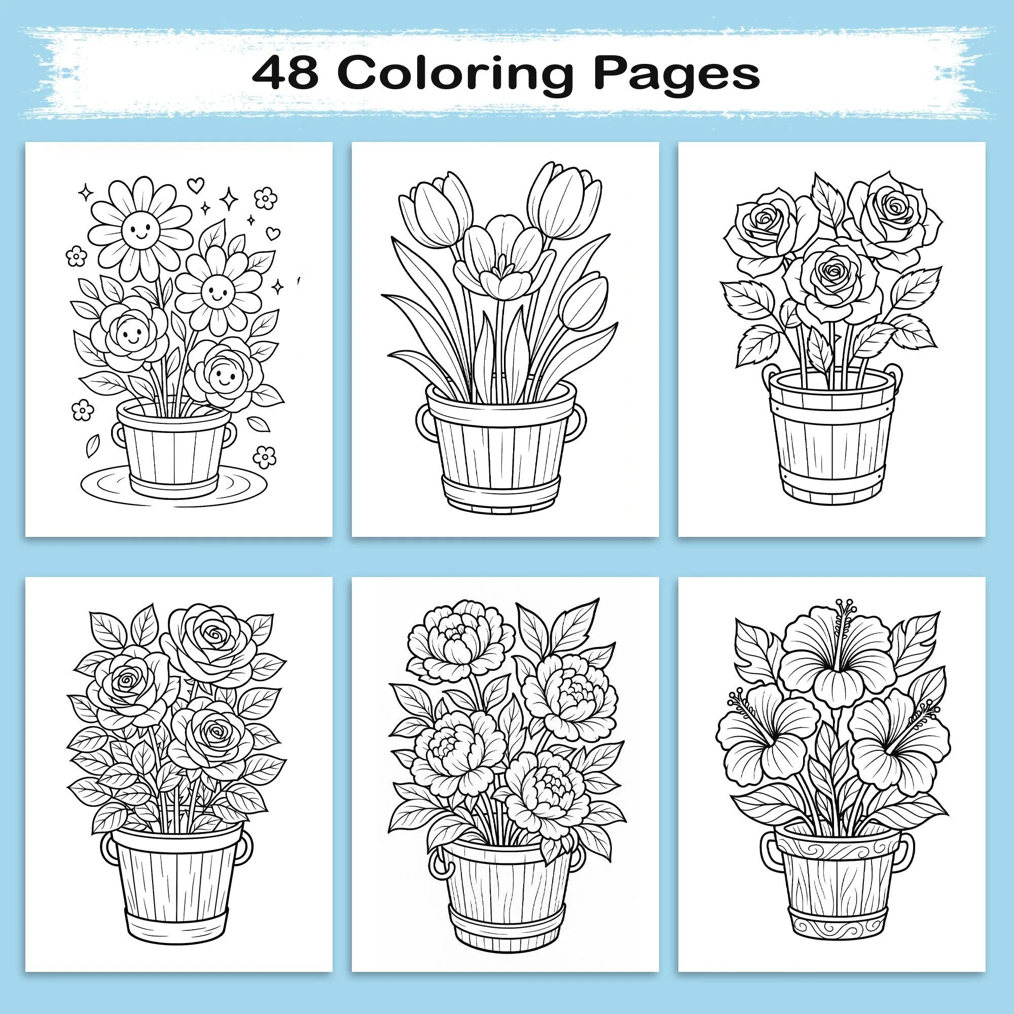 Flower Garden Coloring Book - A Relaxing Flower 48 Coloring Pages - image 4