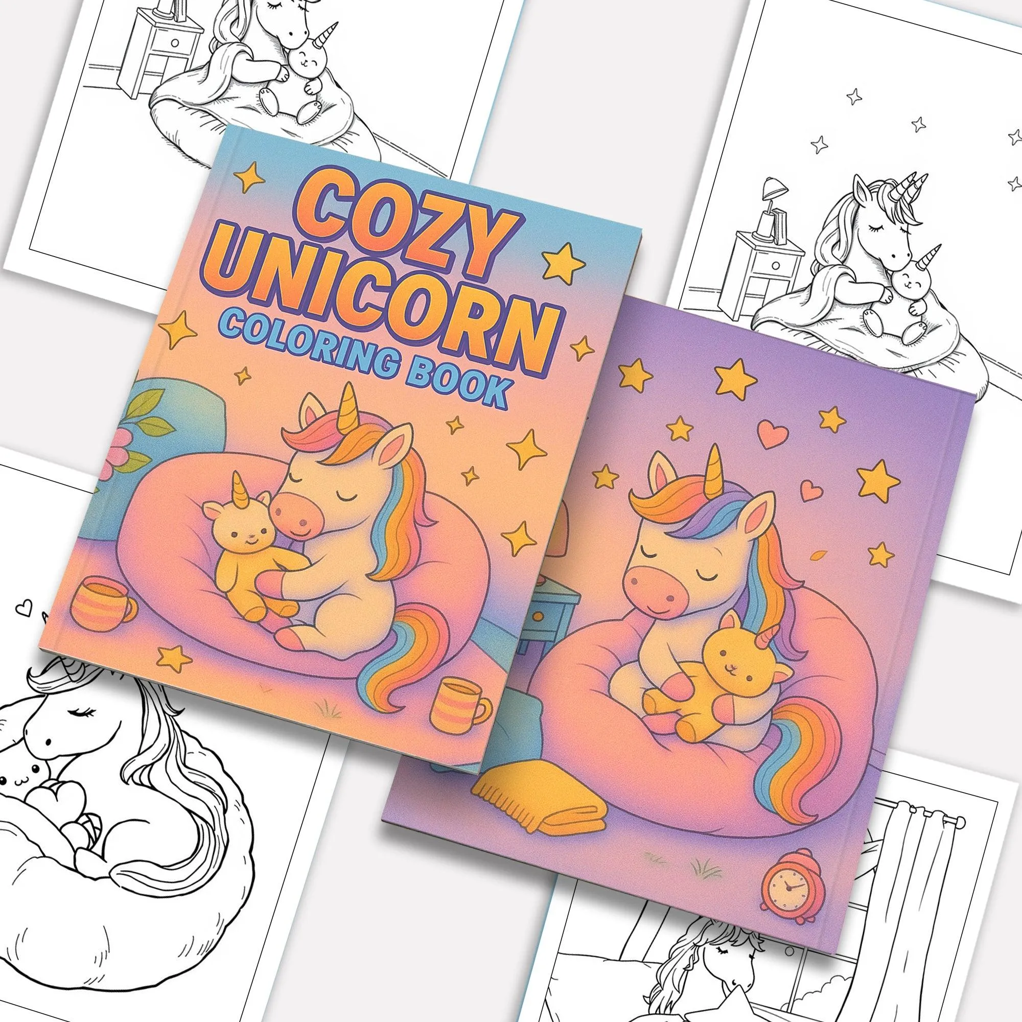 Cozy Unicorn Dreams – Unicorn Coloring Pages – 48 Pages – Snuggly, Sleepytime, Magical Moments – For Kids
