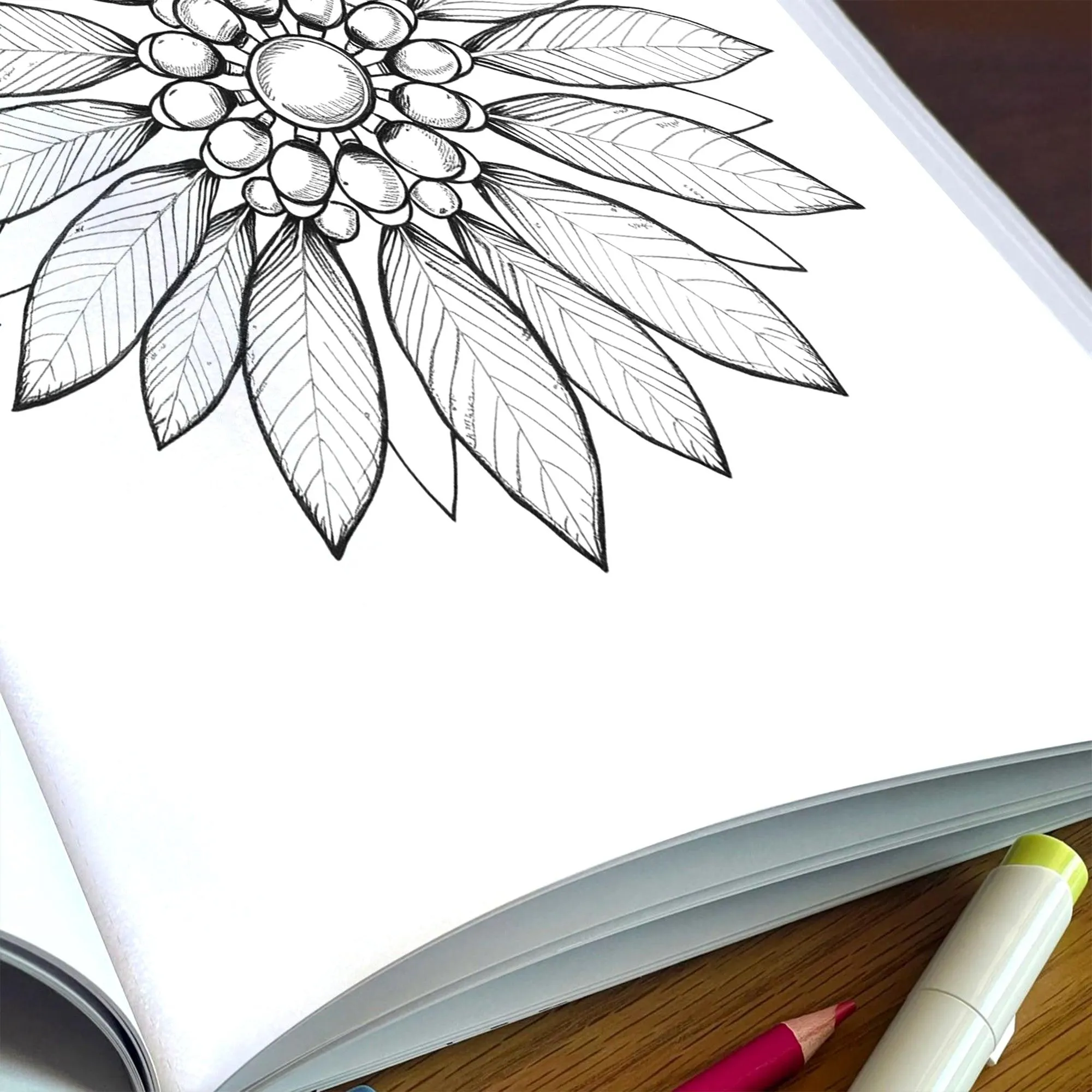Nature Elements Mandala – Mandala Coloring Pages – 48 Pages – Leaves, Stones, Waves & Celestial Forms – For Adults - image 5