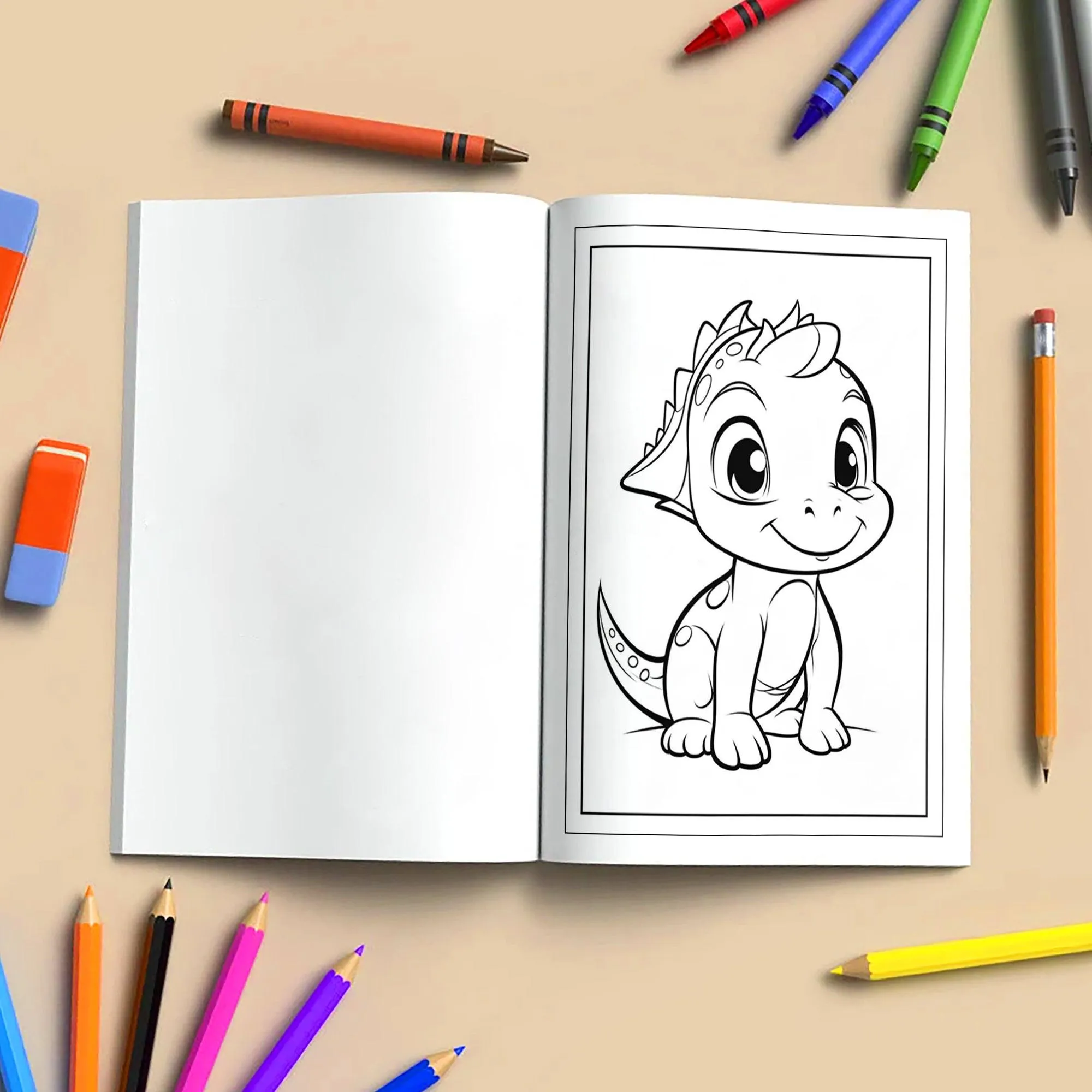 Tiny Dino Friends – Cute Dinosaur Coloring Pages – 48 Pages – Adorable Jurassic Creatures – For Kids - image 4