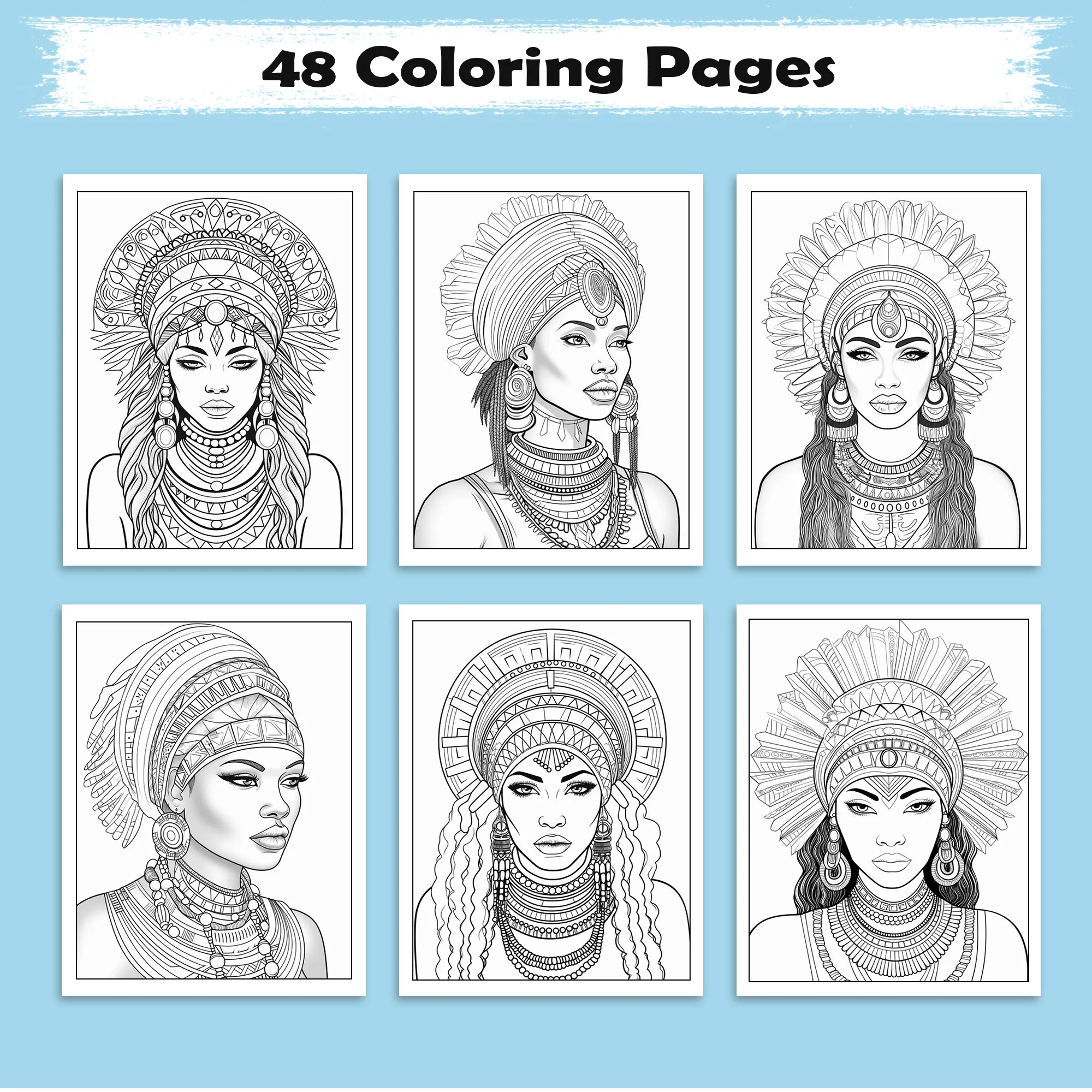 Crowned in Culture –Black Girls Coloring Pages – 48 Pages – Black Girl Magic, Regal Braids, and Cultural Beauty for Kids - image 3