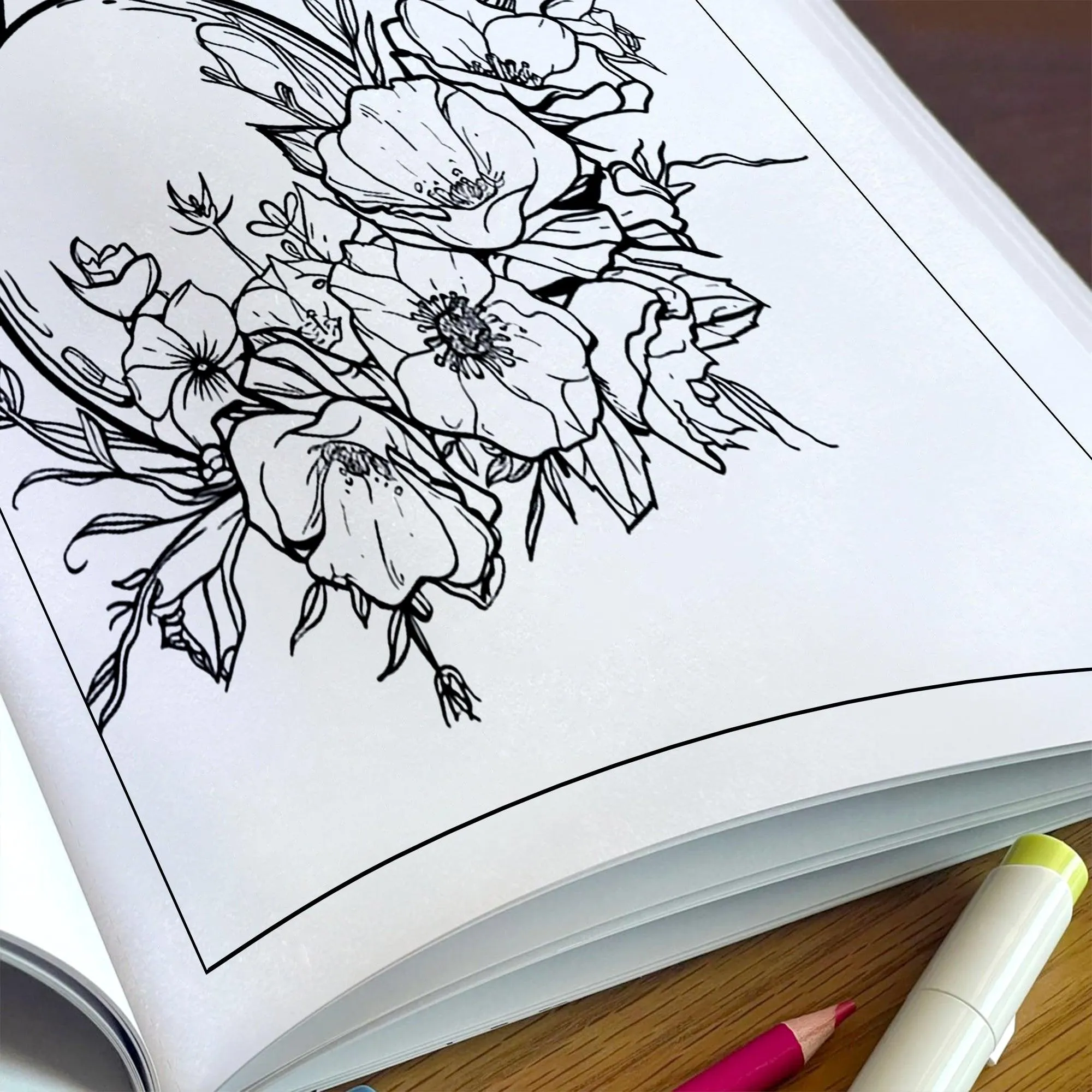 Midnight Blossoms Coloring Pages – 48 Pages – Enchanted Flowers, Starry Sky, Moonlit Scenes – For Adults - image 5