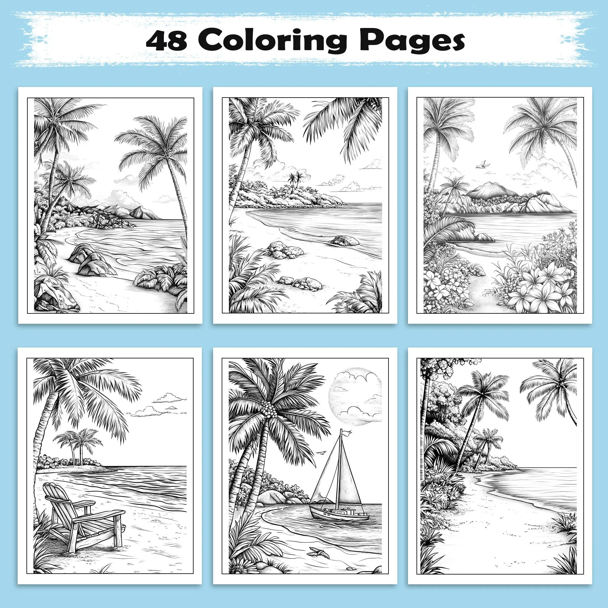 Tropical Shores of Hawaii Coloring Pages – 48 Beach Scenes and Island Life – For Adults - image 2