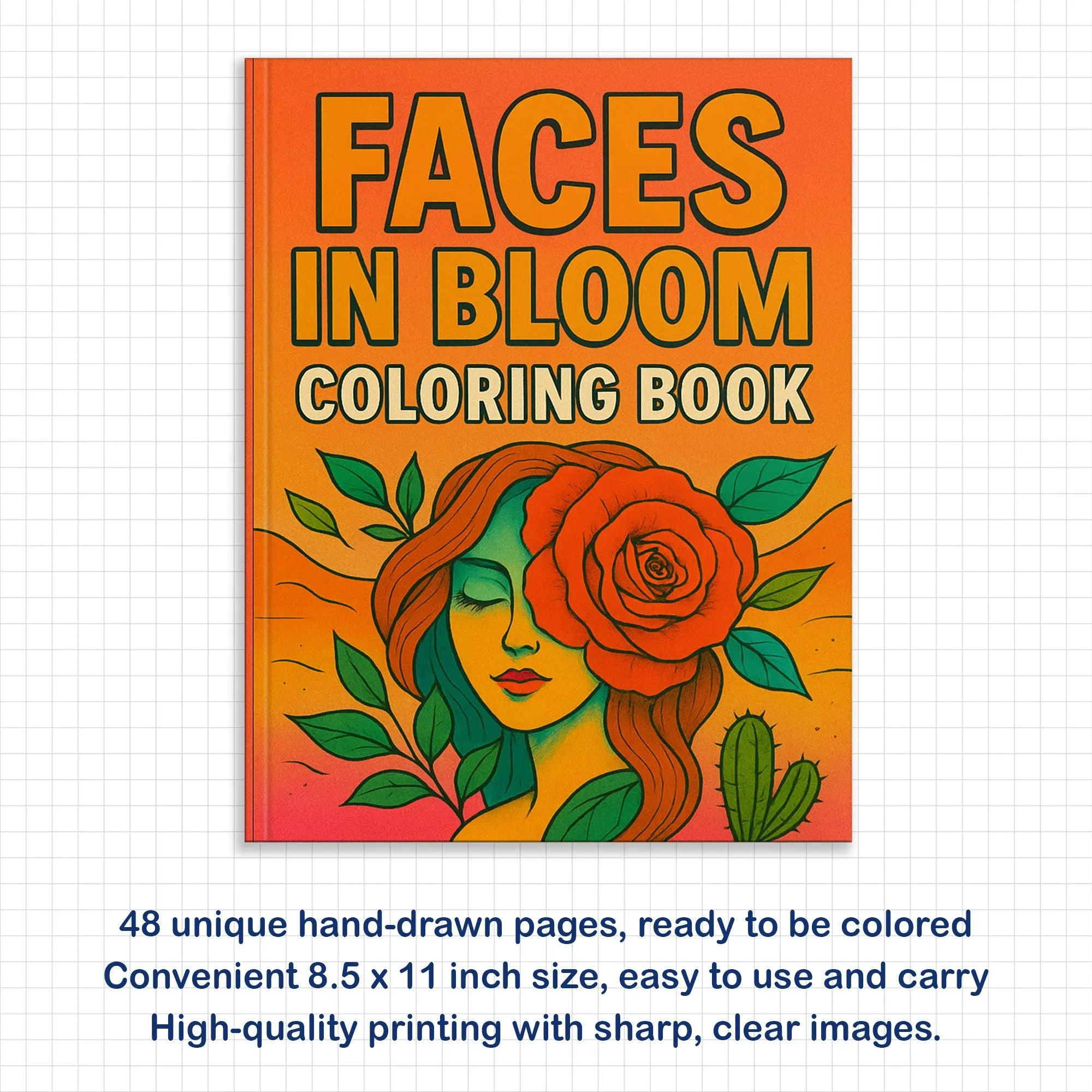 Faces in Bloom – Coloring Pages – 48 Surreal Floral Portraits – For Kids And Adults - image 4