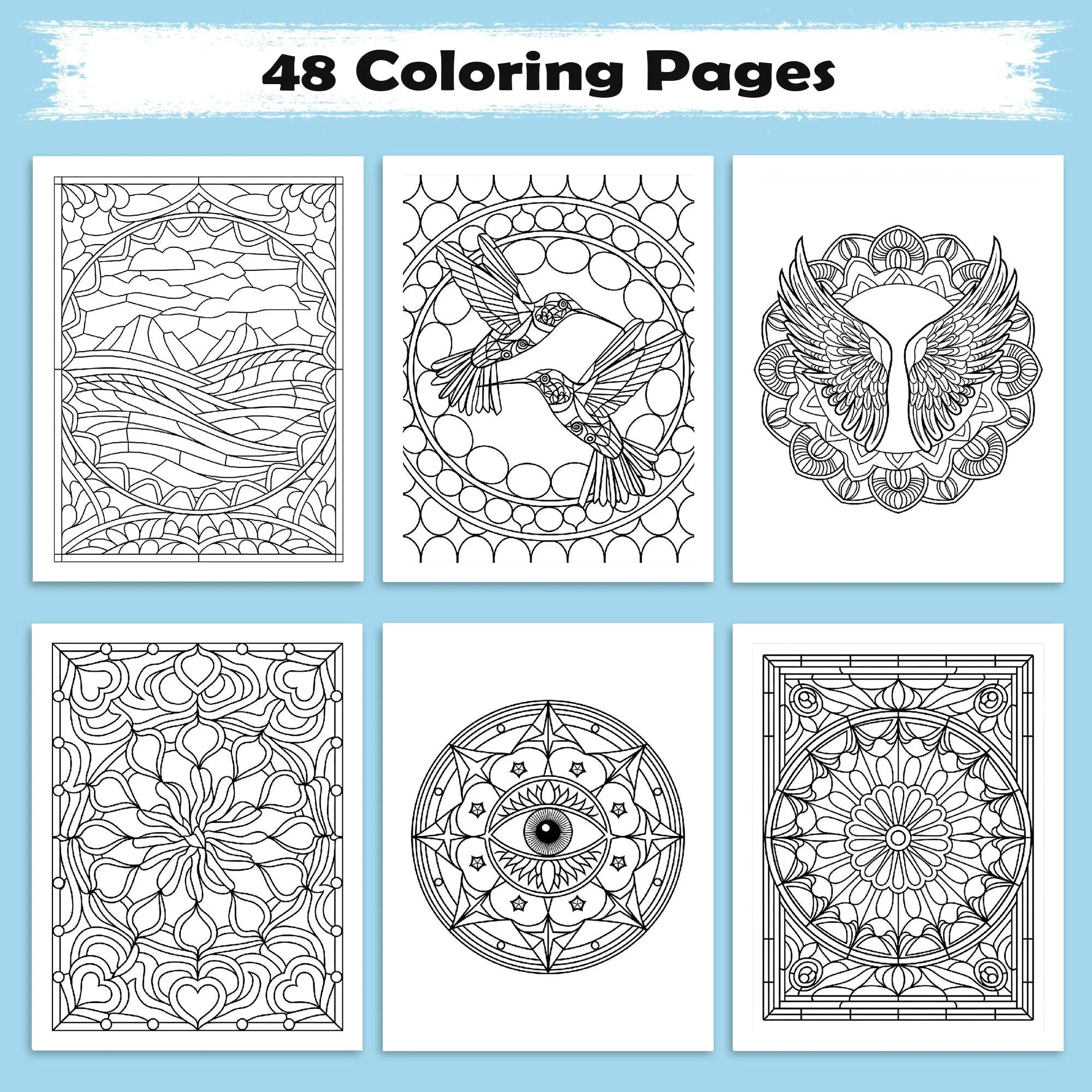 Sacred Window Mandalas – Stained Glass Mandala Coloring Pages – 48 Pages – Bold, Geometric, Radiant Patterns – For Adults - image 2