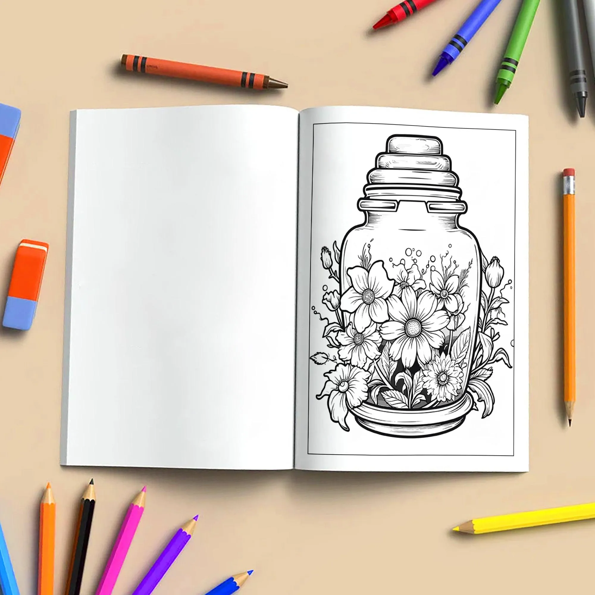 Garden in a Jar Coloring Pages – 48 Pages – Flower Jars, Nature Terrarium Scenes – For Adults - image 4