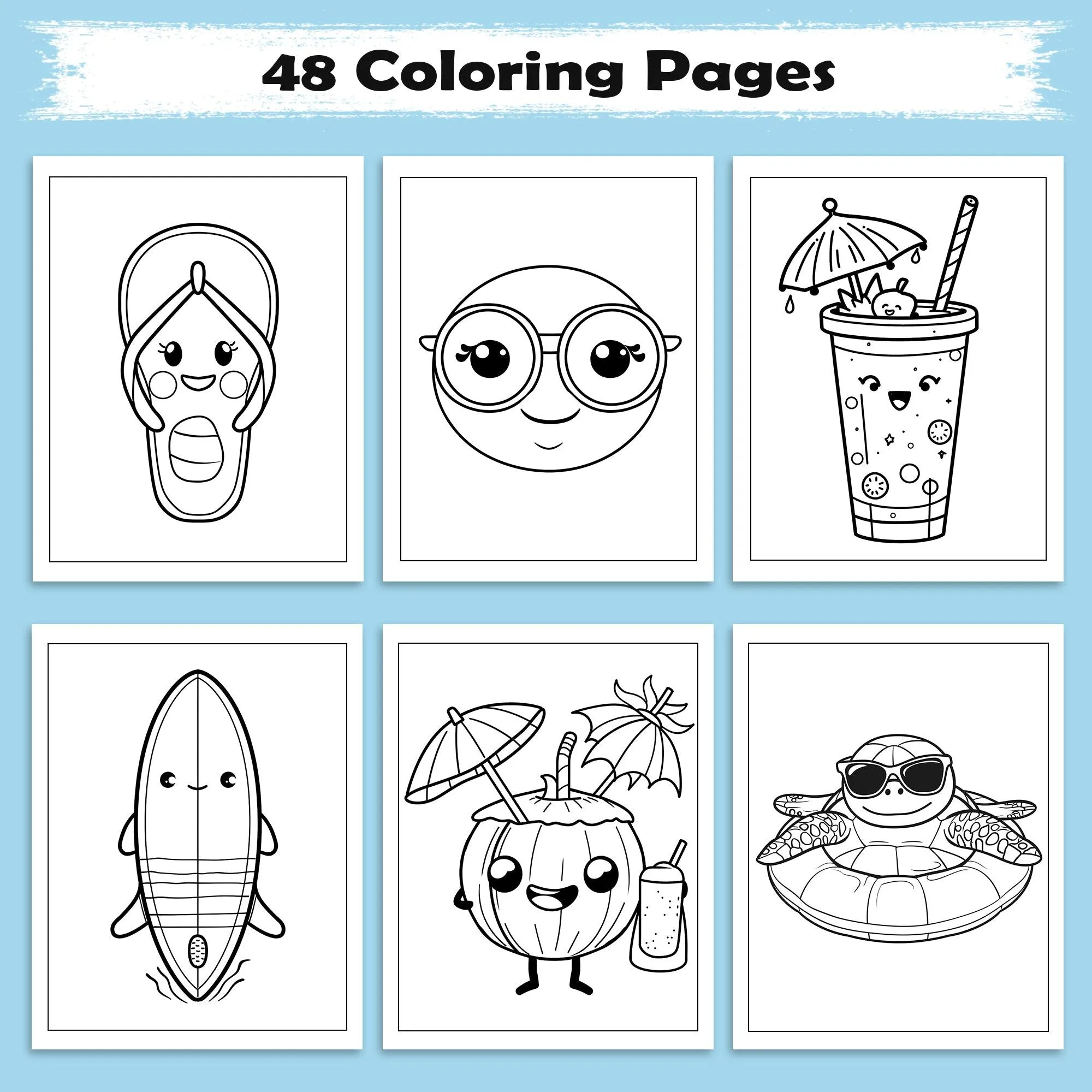 Kawaii Hawaii Vibes Coloring Pages – 48 Cute Summer and Beach Scenes for Kids - image 2