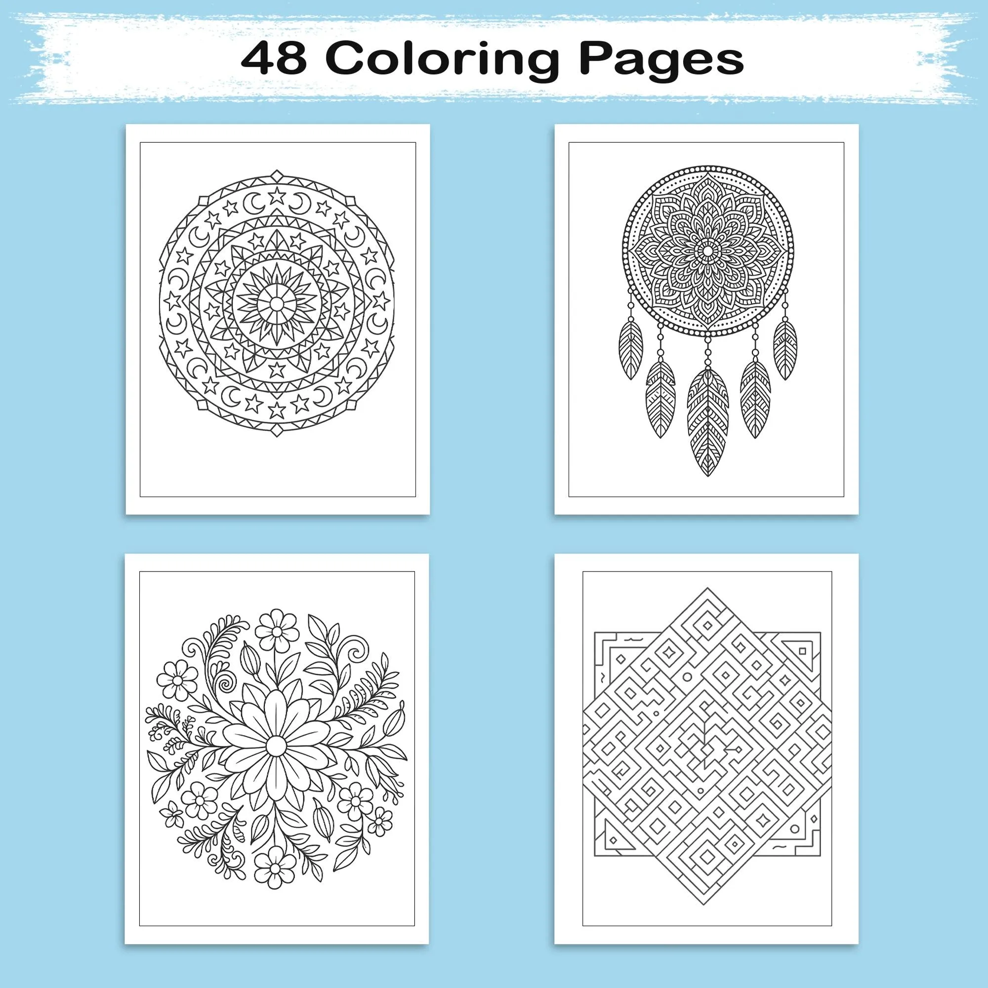 Geometric Labyrinth Mandalas Coloring Pages – 48 Bold Maze-Inspired Designs for Adults - image 3
