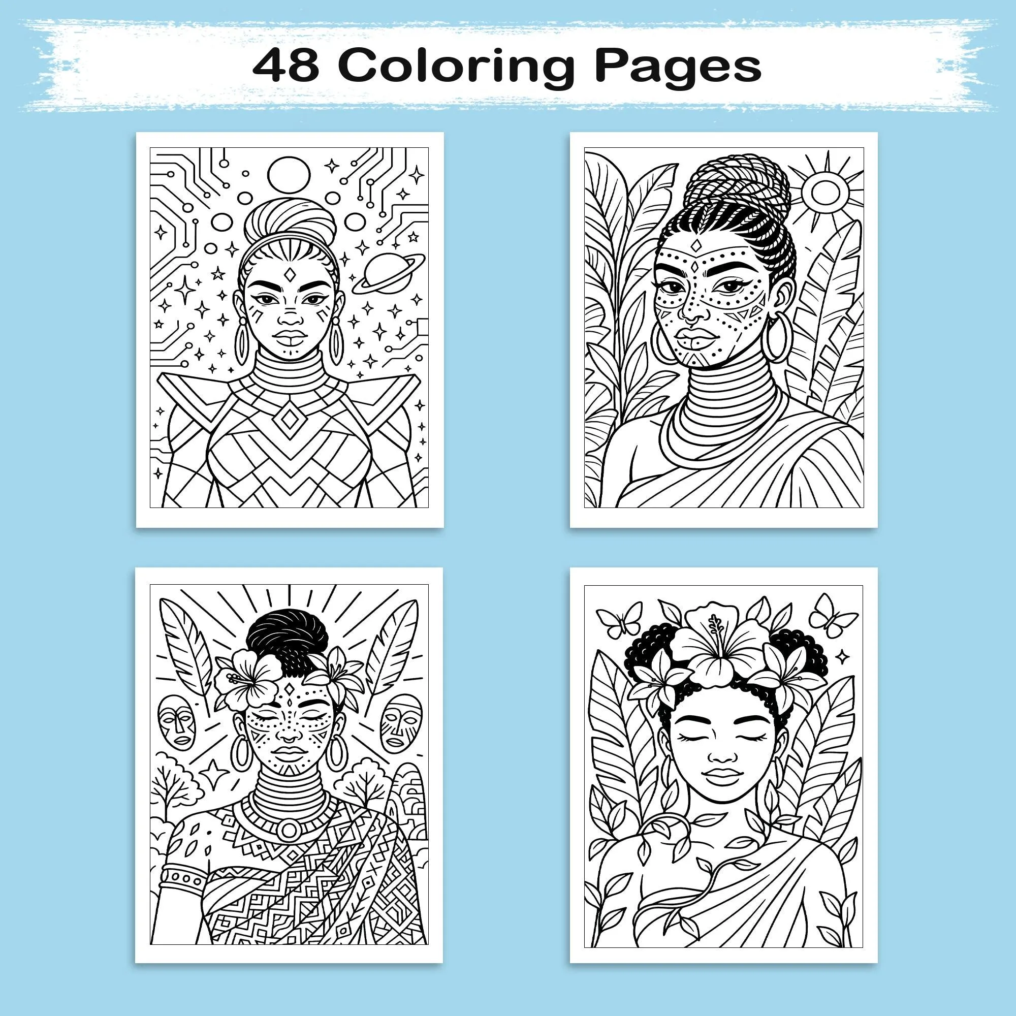 Tropical Goddess Coloring Pages – 48 Pages – Radiant, Relaxing, Feminine Energy – For Adults - image 4