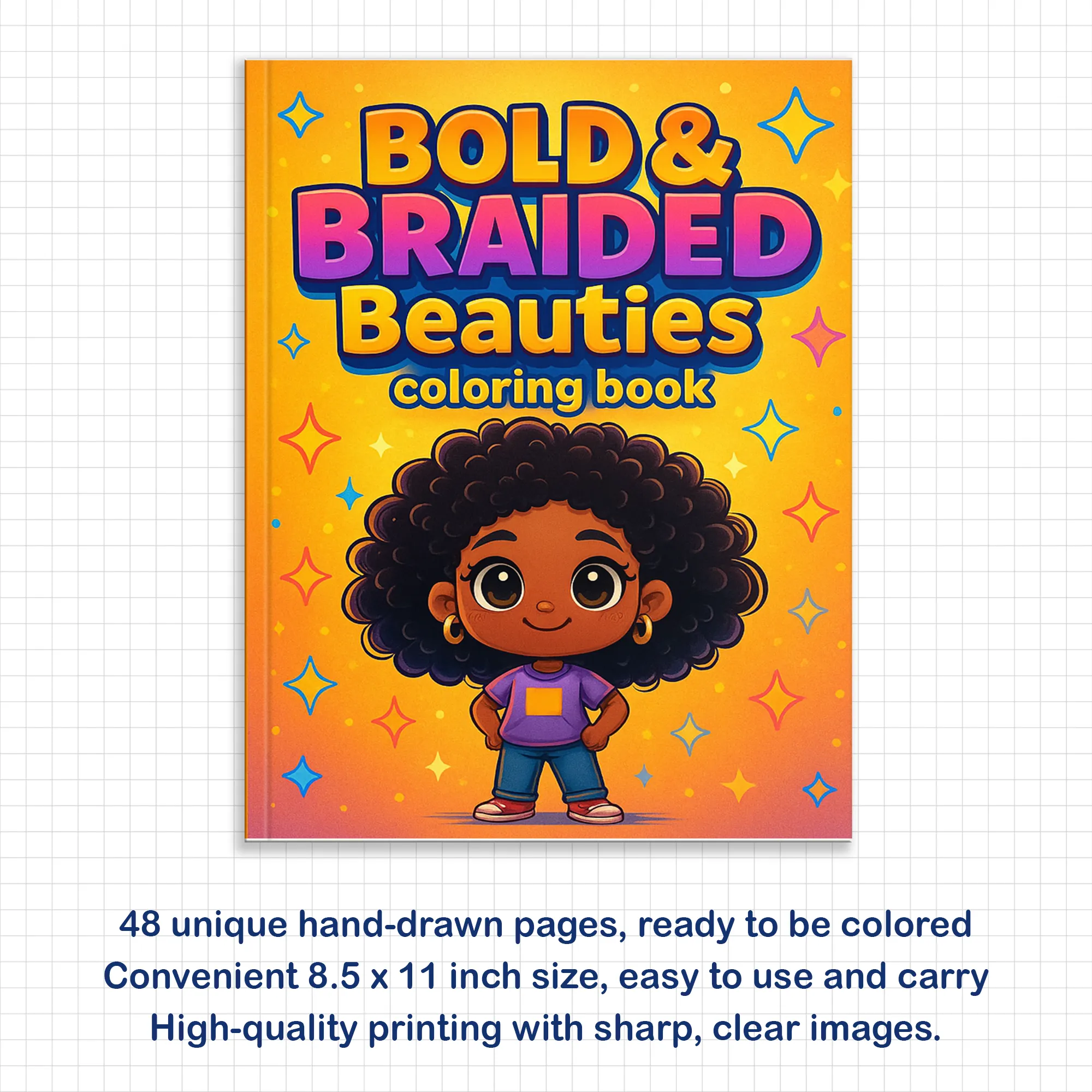 Bold & Braided Beauties – Black Girls Coloring Pages – 48 Pages – Empowering Hairstyles & Fashion – For Kids - image 2