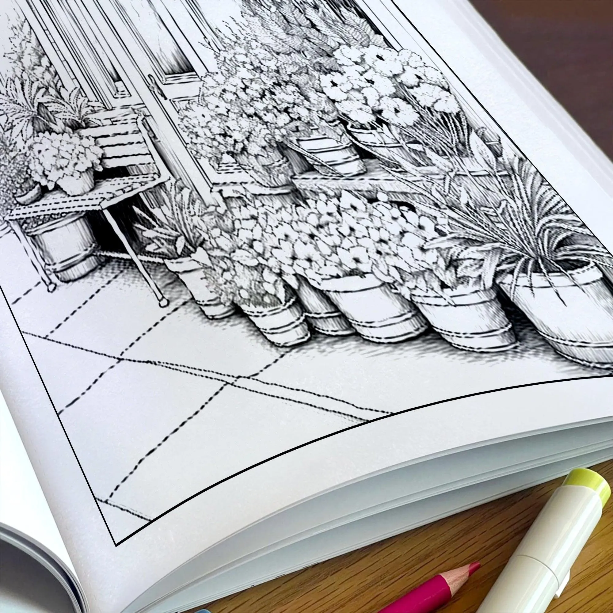 Floral Street Charm Coloring Pages – 48 Relaxing Flower Scenes for Adults - image 5
