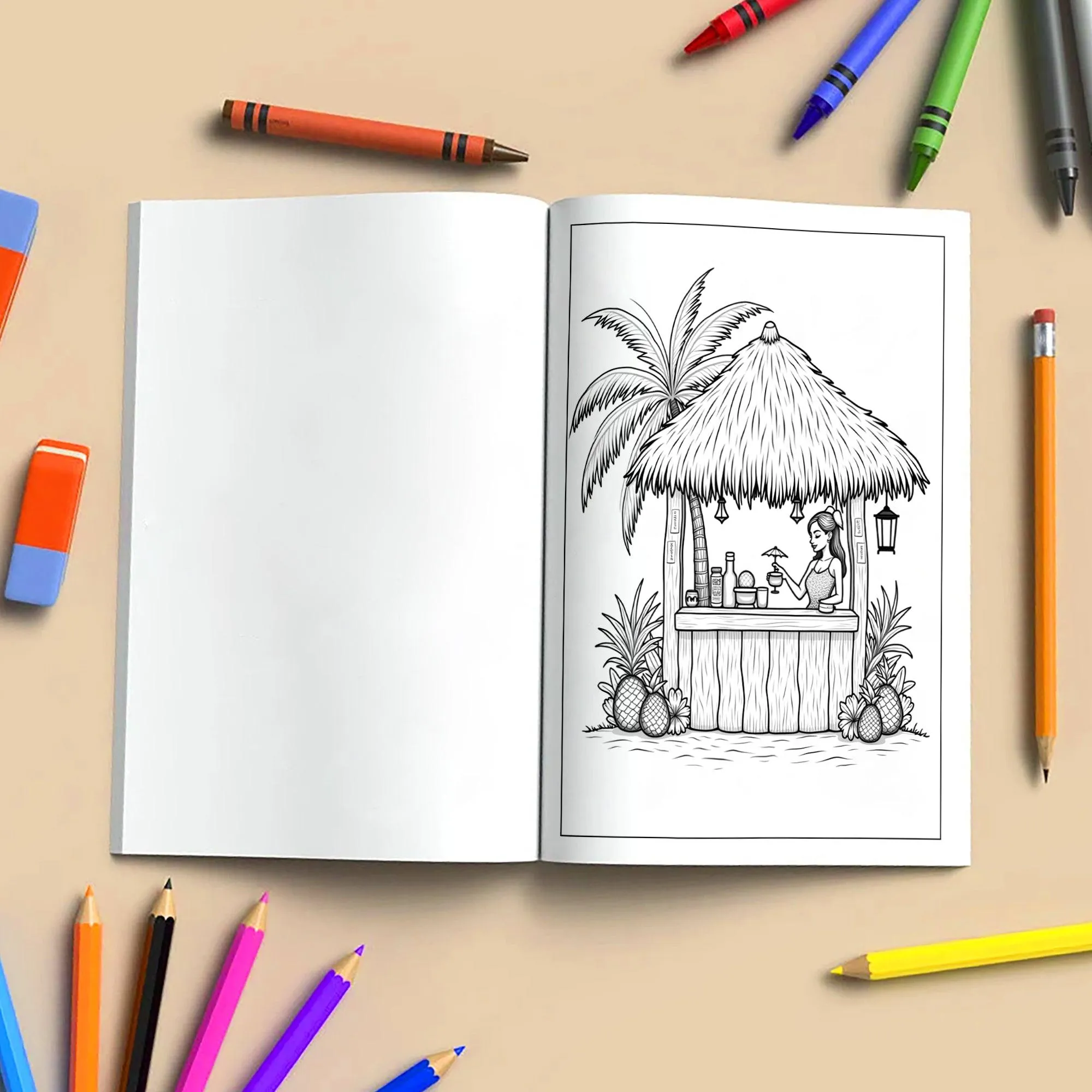 Happy Island Life in Hawaii Coloring Pages – 48 Cute Tropical Scenes with Dancing, Music & Tiki Fun - For Kids - image 5