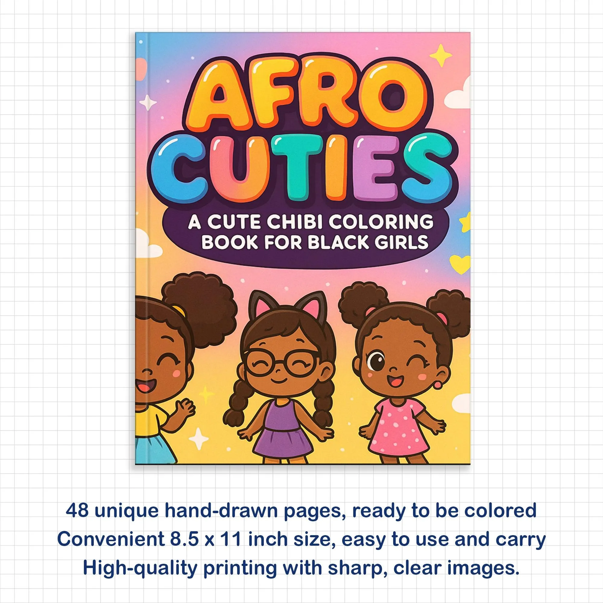 Afro Cuties Coloring Pages – 48 Pages – Cute, Chibi, Black Girl Magic – For Kids - image 3