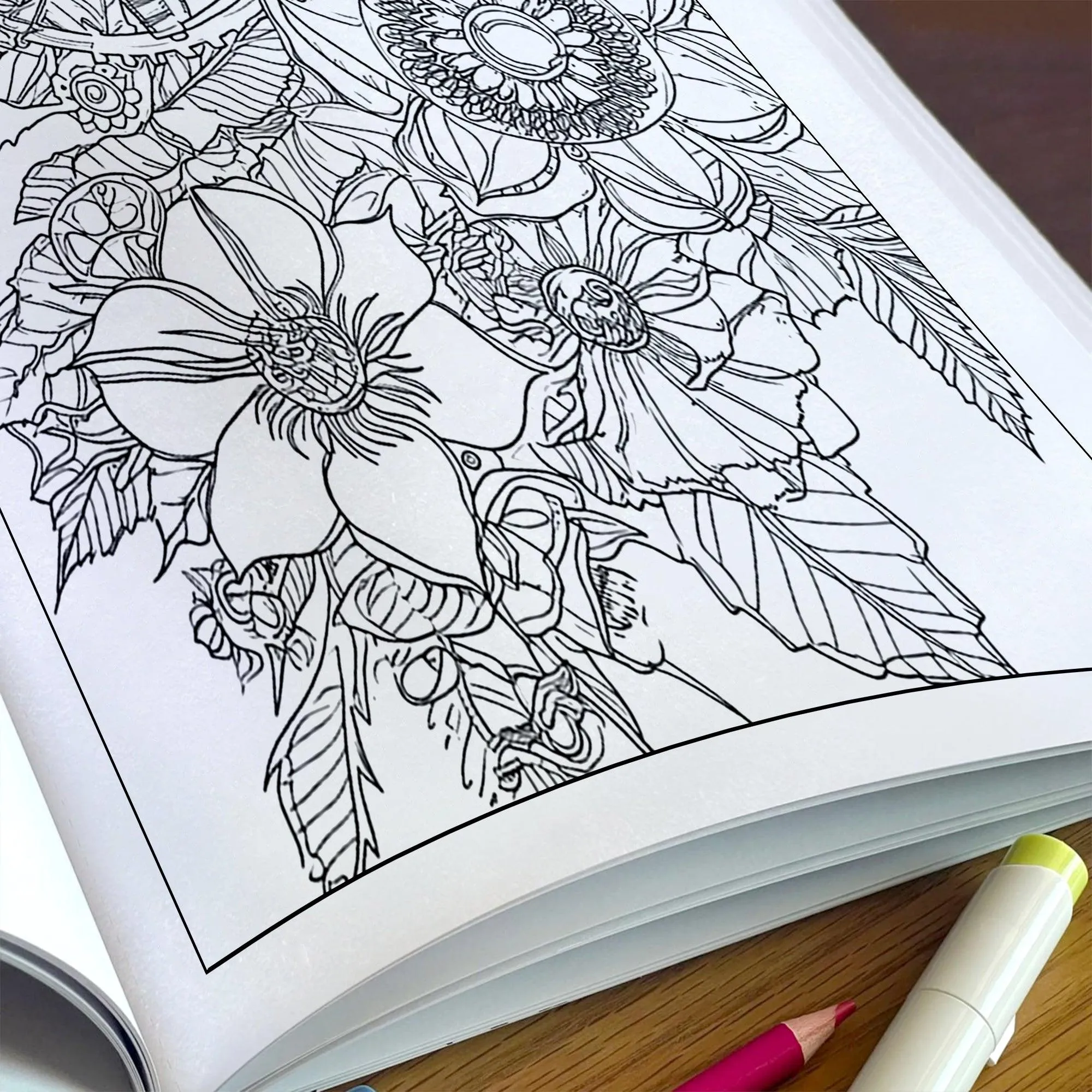 Steampunk Blooms Coloring Pages – 48 Pages – Floral Gears, Mechanical Flowers, Intricate Design – For Adults - image 5