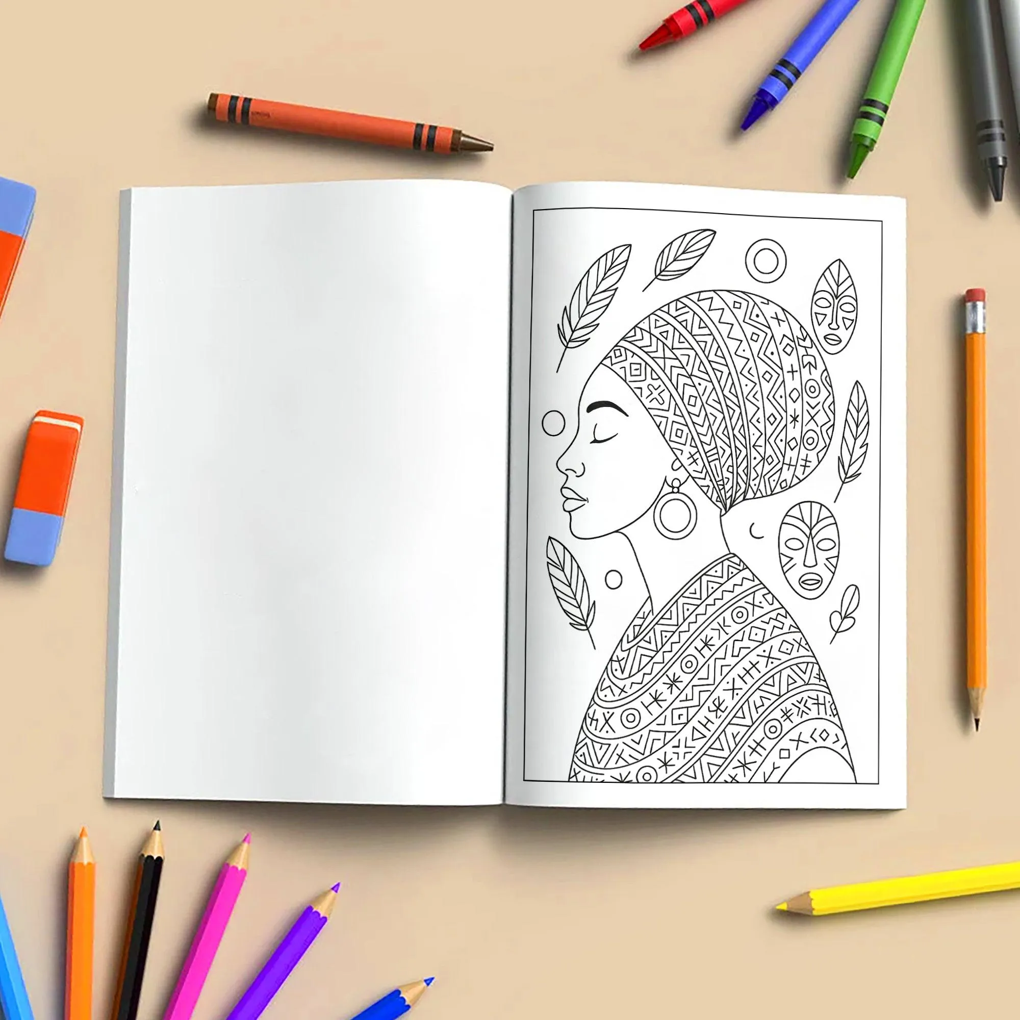 Cultural Elegance Coloring Pages – 48 Pages – Intricate Patterns, Regal Women, Global Style – For Adults - image 6