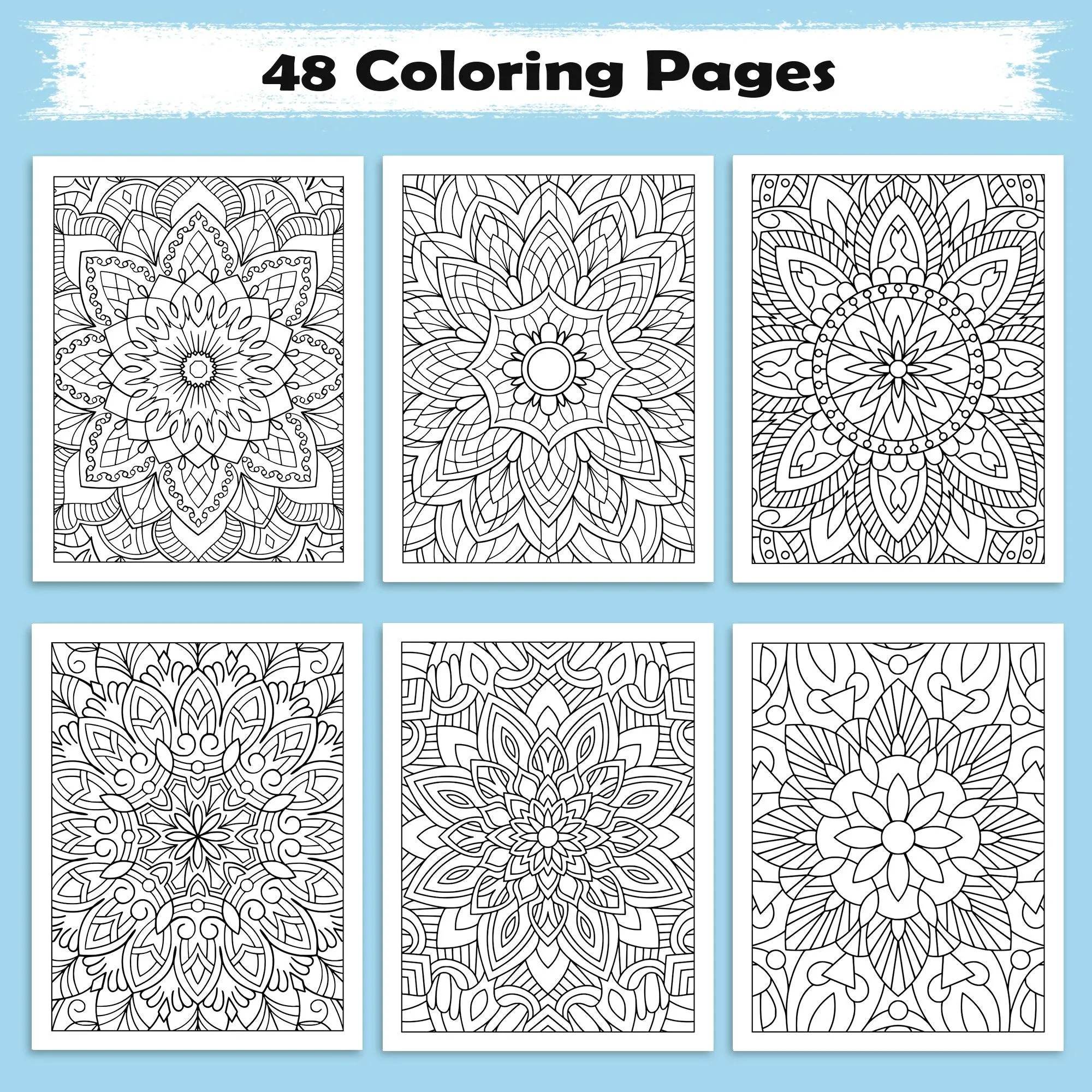 Sacred Bloom Mandalas – Mandala Coloring Pages – 48 Pages – Floral, Detailed, Stress Relief Designs – For Adults - image 2