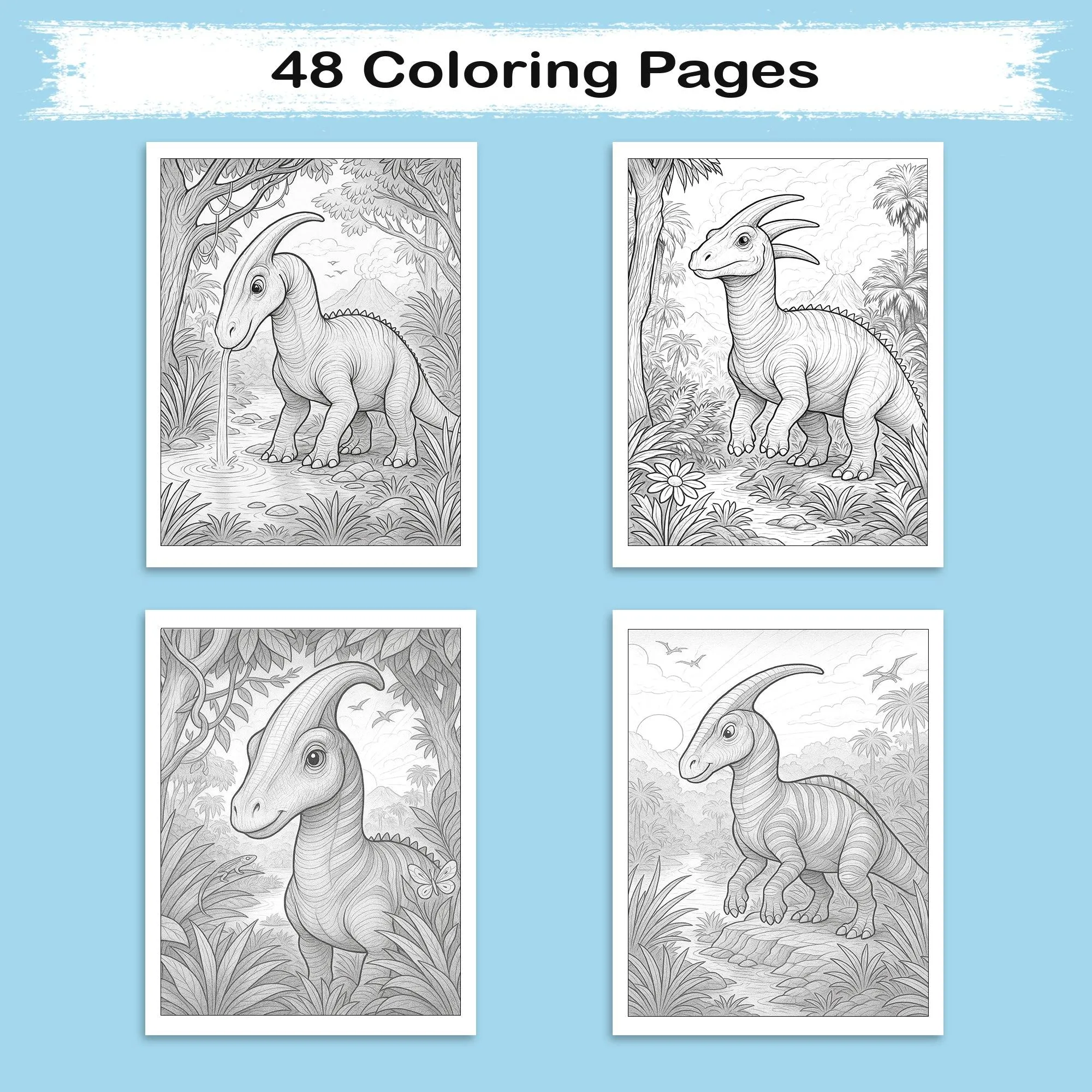 Jurassic Jungle Explorers Coloring Pages – 48 Pages – Detailed, Dynamic, Prehistoric Adventures – For Adults and Teens - image 4