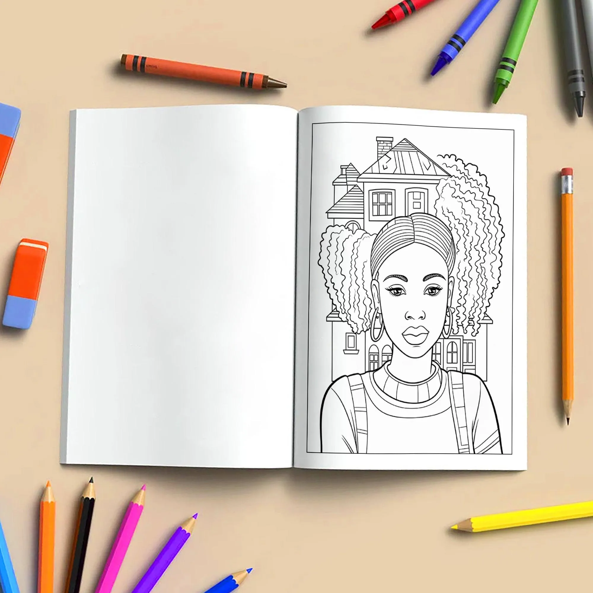 African Elegance Coloring Pages – 48 Pages – Beautiful Cultural Queens Portraits – For Adults - image 4