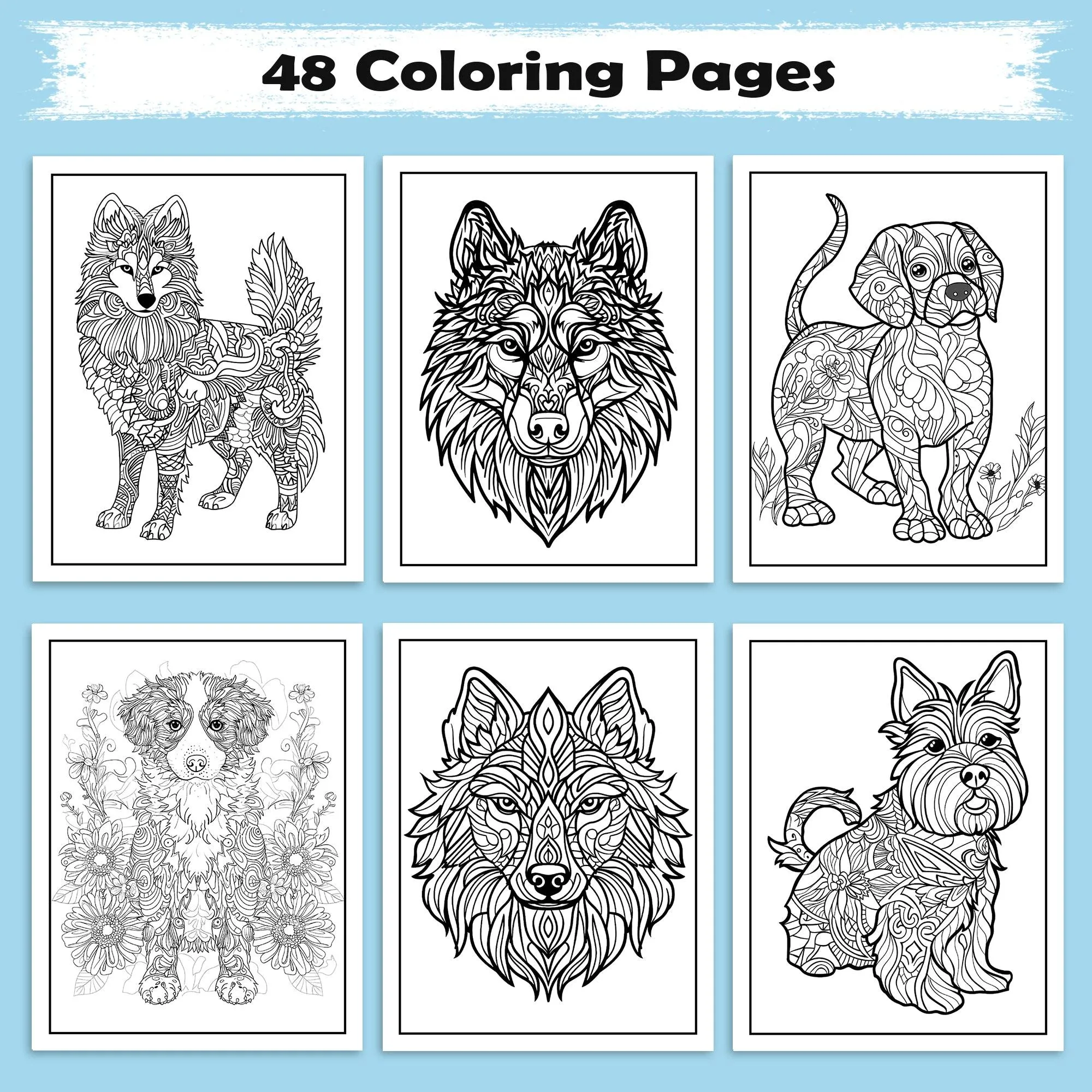 Zentangle Dog Mandala Coloring Pages ��� 48 Intricate Pet-Inspired Designs for Adults - image 2