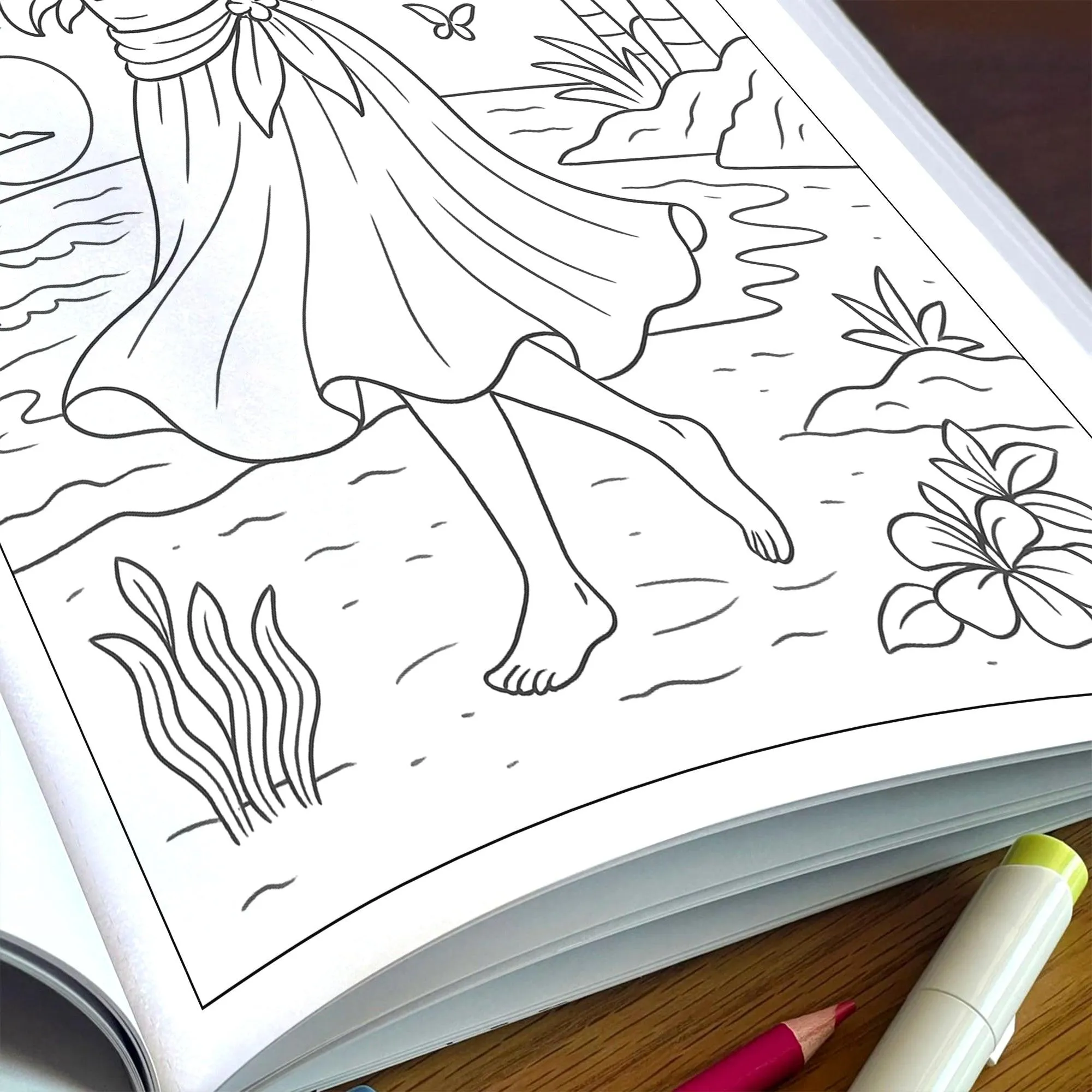 Island Girls of Hawaii Coloring Pages – 48 Tropical Portraits of Graceful Women & Scenic Views - For Adults - image 6