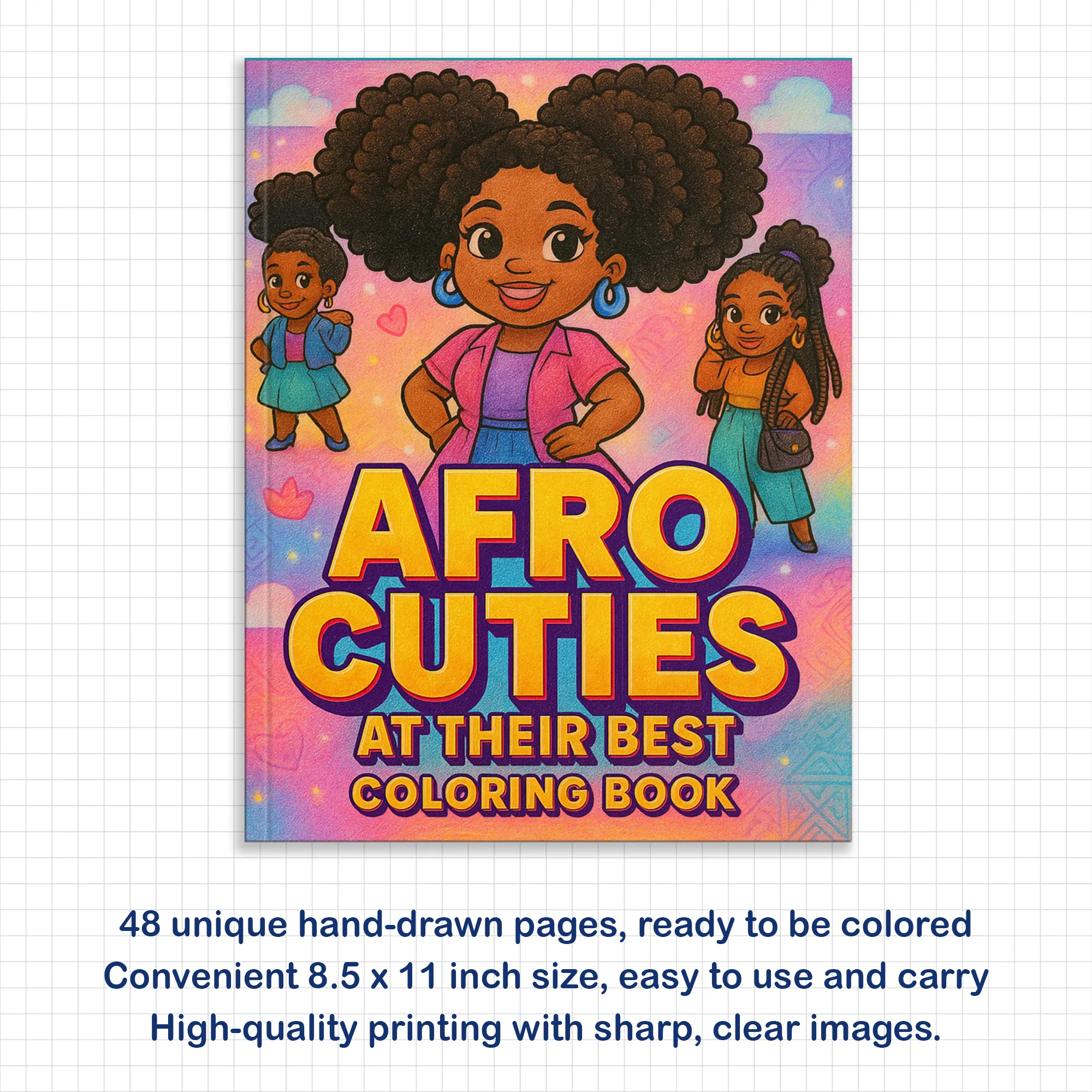 Afro Cuties at Their Best Coloring Pages – 48 Pages – Cute, Empowering, Everyday Joy – For Adults - image 3