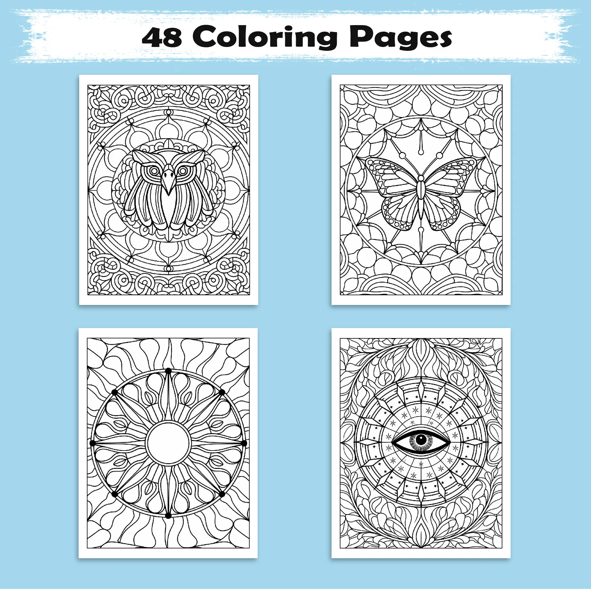 Stained Glass Mandala Wonders – Mandala Coloring Pages – 48 Pages – Bold, Intricate, Glass-Inspired Patterns – For Adults - image 3