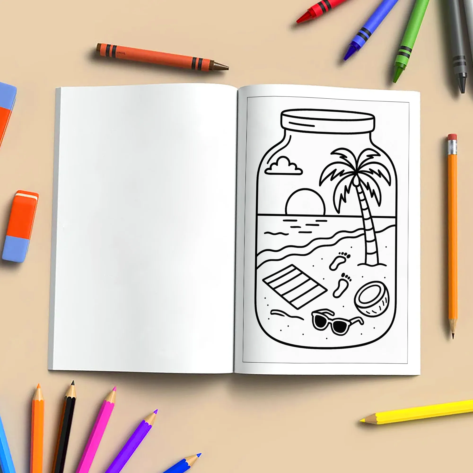 Hawaii in a Jar Coloring Pages – 48 Pages – Whimsical, Relaxing, Beach Aesthetic – For Adults - image 5