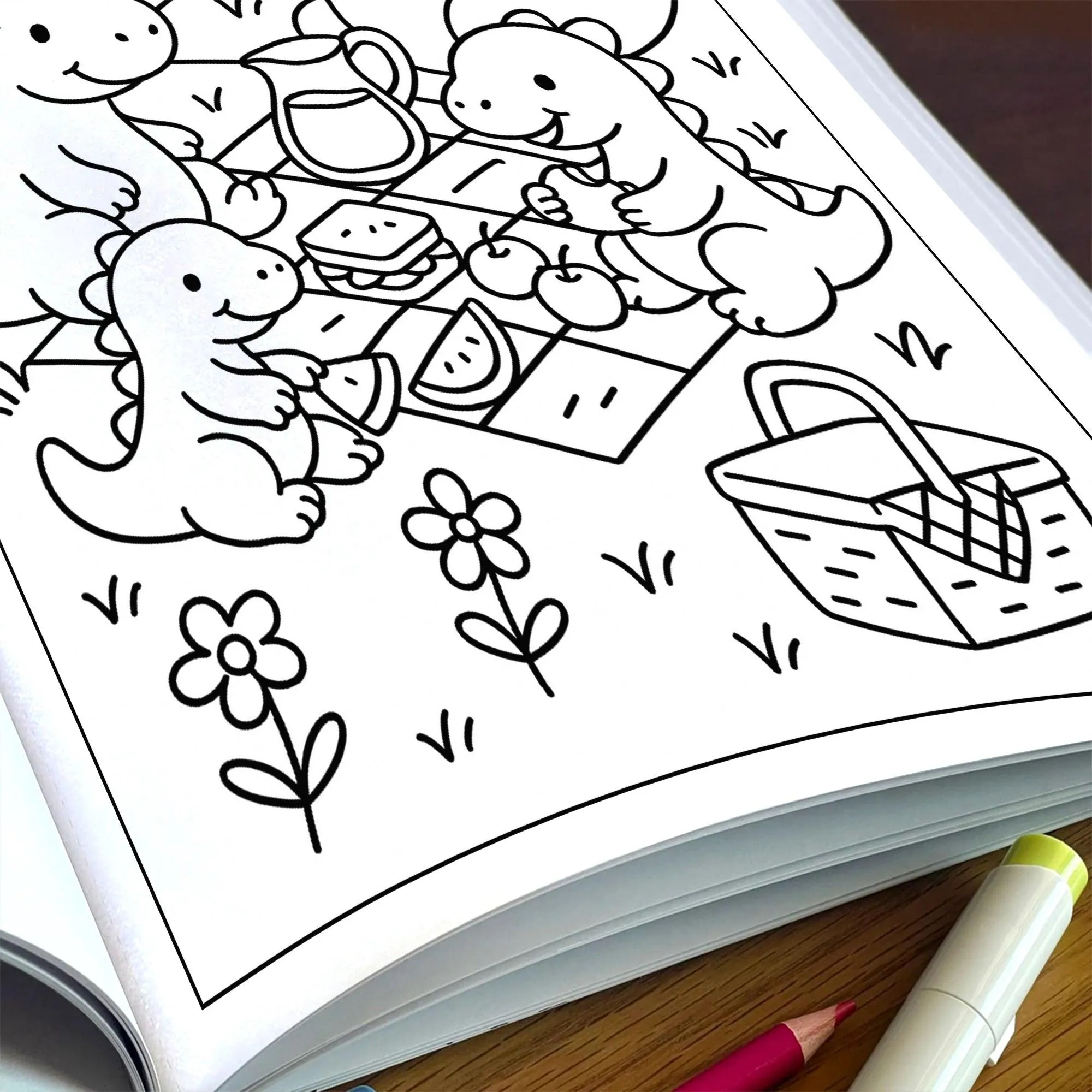 Dino Family Picnic Coloring Pages – 48 Pages – Fun, Cozy, Prehistoric Adventures – For Kids - image 7