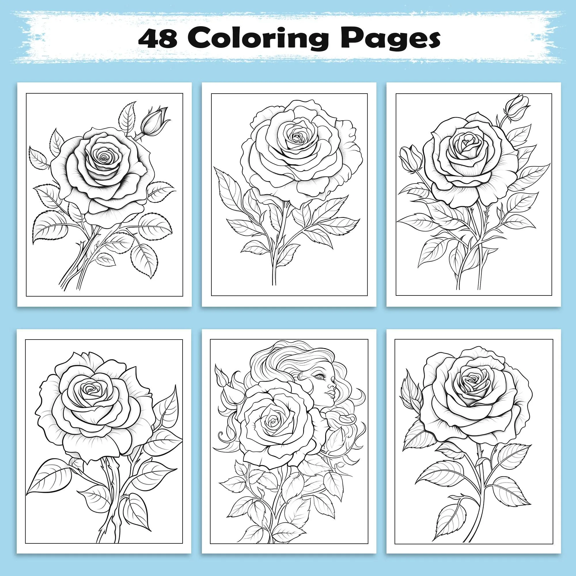 Timeless Roses Coloring Pages – 48 Pages – Beautiful Rose Designs, Floral Art, For Adults - image 3